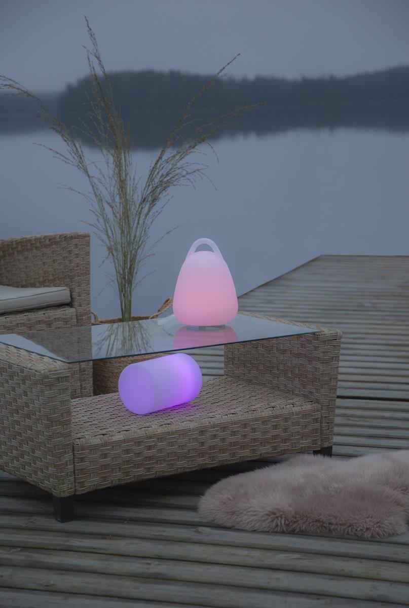 LED-Zylinder "Twilights" - H: 20cm - D: 14cm - RGB Wechsel/feste Farbe - Fernbedienung - Aufladbar