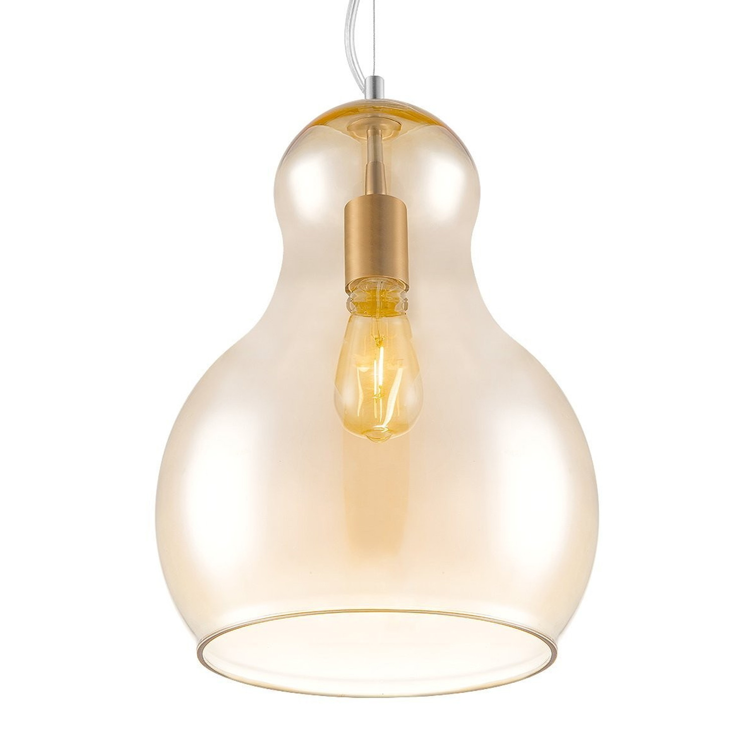 Pendellampe BELLO - 30cm amber Glas - E27 - 45cm hoch - 100cm Kabel
