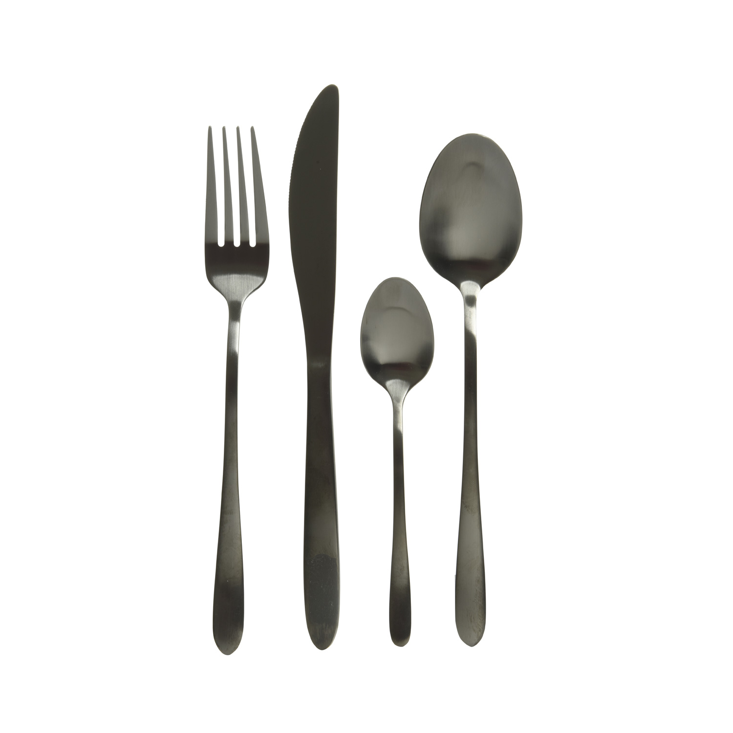 Besteck Set BRIT - Edelstahl - 16-teilig - je 4x Messer, Gabel, Löffel, Teelöffel - schwarz matt Besteck Set BRIT - Edelstahl - 16-teilig - je 4x Messer, Gabel, Löffel, Teelöffel - schwarz matt
