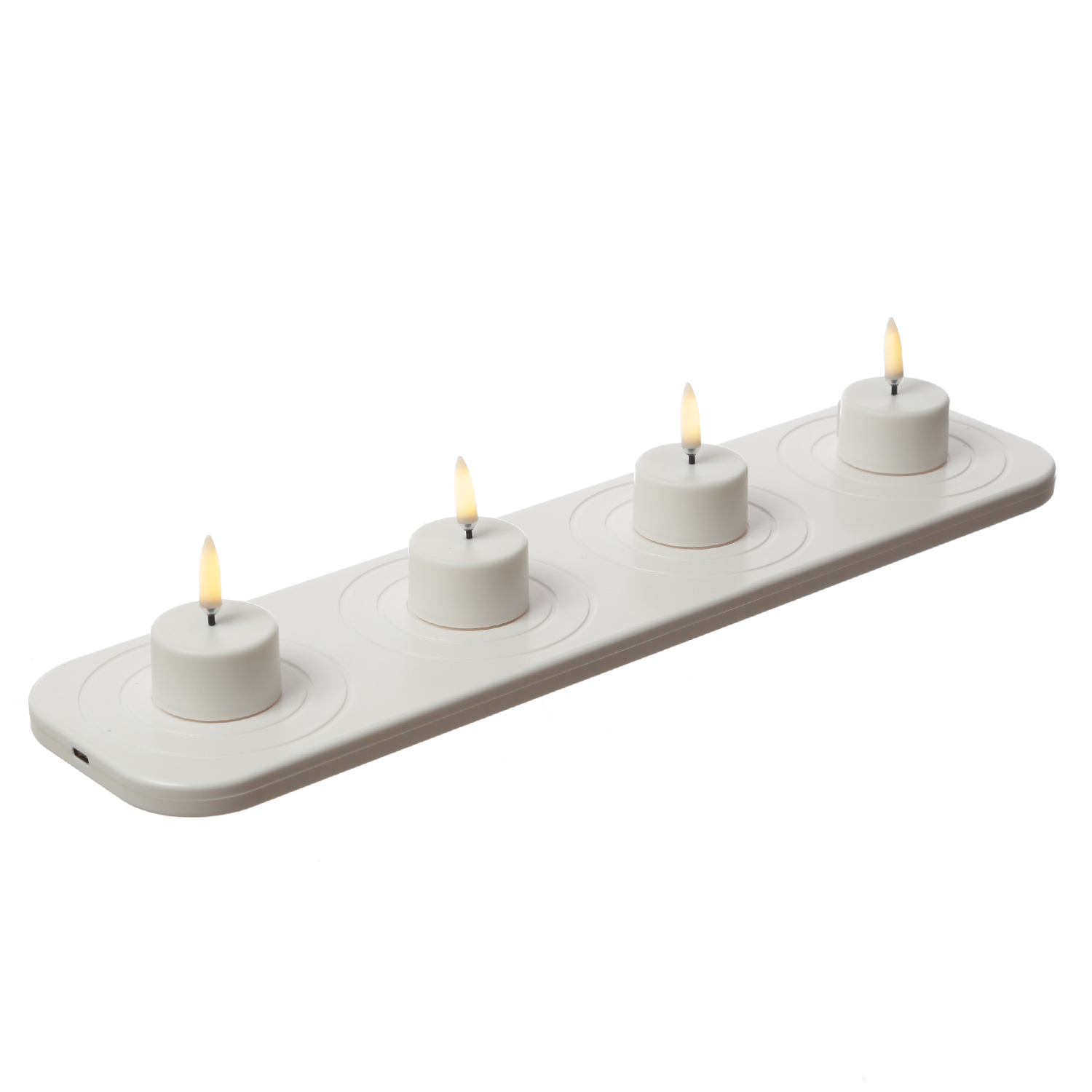 LED Mini Teelichter - 4 wiederaufladbare LED Teelichter mit Ladestation - Timer - für Außen LED Mini Teelichter - 4 wiederaufladbare LED Teelichter mit Ladestation - Timer - für Außen