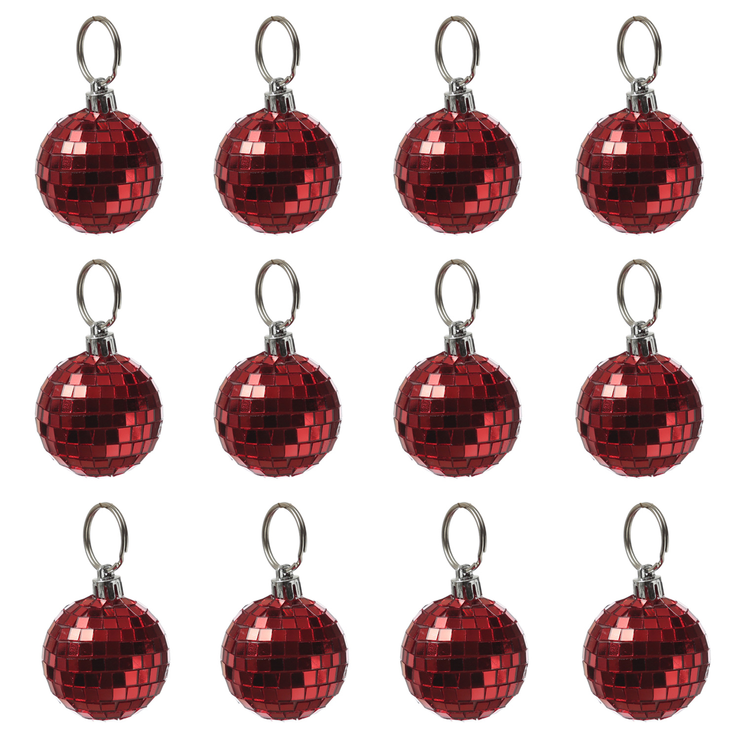 Spiegelkugel 5cm - Discokugel - Echtglas - 5x5mm Spiegel - DEKO Serie - rot - 12er Set
