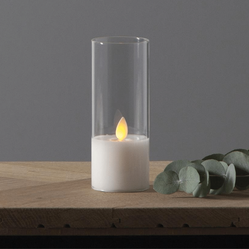 LED Windlicht "Twinkle" - Echtwachs - bewegte, gelbe Flamme - Timer - H: 12,5cm, D: 5cm - weiß LED Windlicht "Twinkle" - Echtwachs - bewegte, gelbe Flamme - Timer - H: 12,5cm, D: 5cm - weiß