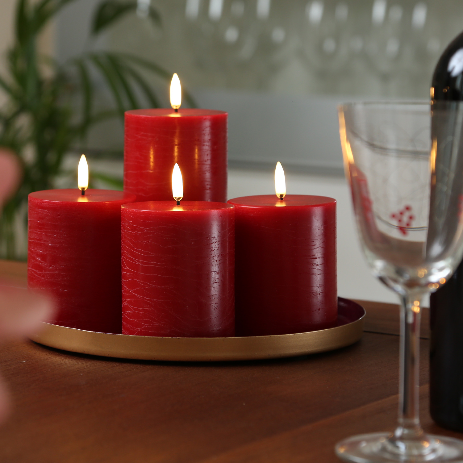 LED Kerzenset PIA - Rustik-Optik - H: 10cm - inkl. Batterien und Fernbedienung - rot - 4er Set LED Kerzenset PIA - Rustik-Optik - H: 10cm - inkl. Batterien und Fernbedienung - rot - 4er Set