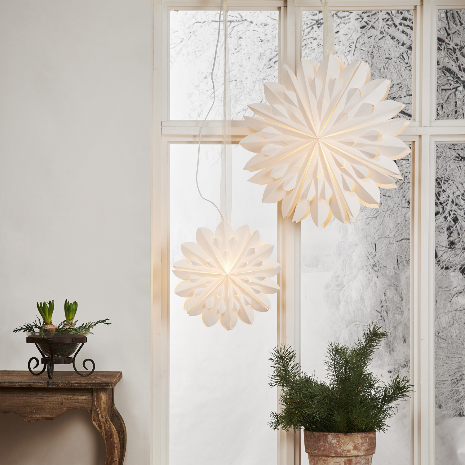 Papierstern Clipp - hängend - D: 40cm - mit Band - Papier - weiß Papierstern Clipp - hängend - D: 40cm - mit Band - Papier - weiß