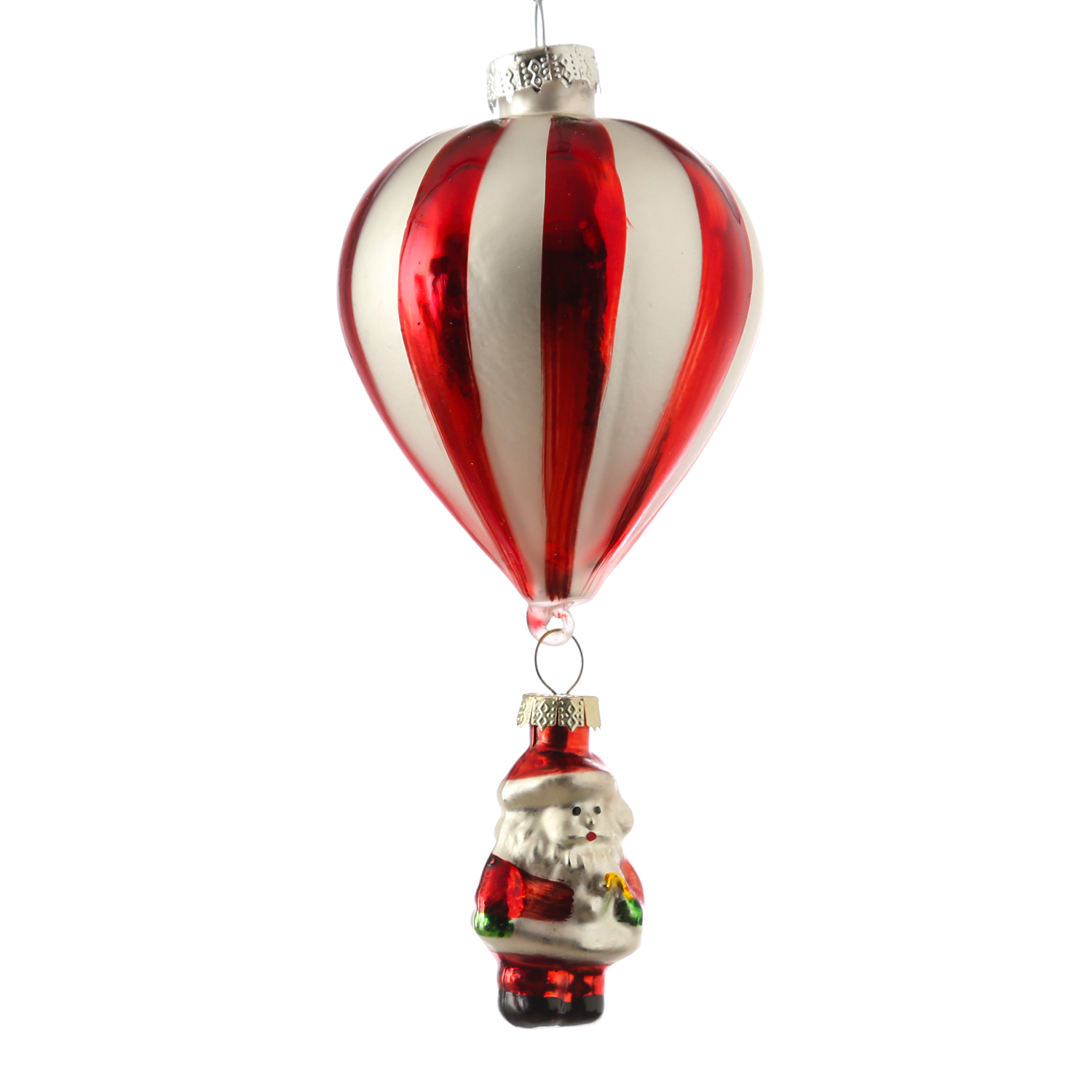 Weihnachtsbaumschmuck BALLON mit Weihnachtsmann - Glas - inkl. Aufhänger - H: 15cm - rot, weiß Weihnachtsbaumschmuck BALLON mit Weihnachtsmann - Glas - inkl. Aufhänger - H: 15cm - rot, weiß