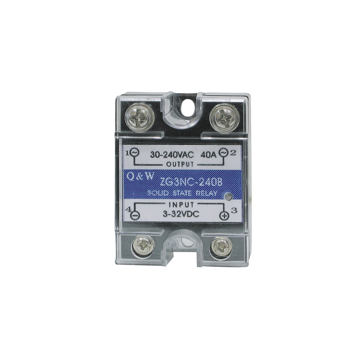 Solid State Relais - Eingang 3-12V DC - Ausgang 30-240V AV 40A Solid State Relais - Eingang 3-12V DC - Ausgang 30-240V AV 40A