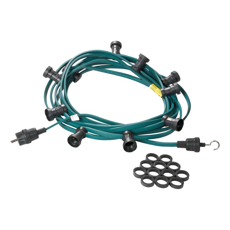 Illu-/Partylichterkette | E27-Fassungen | Made in Germany | mit farbigen, matten LED-Lampen | 5m | 5x E27-Fassungen Illu-/Partylichterkette | E27-Fassungen | Made in Germany | mit farbigen, matten LED-Lampen | 5m | 5x E27-Fassungen