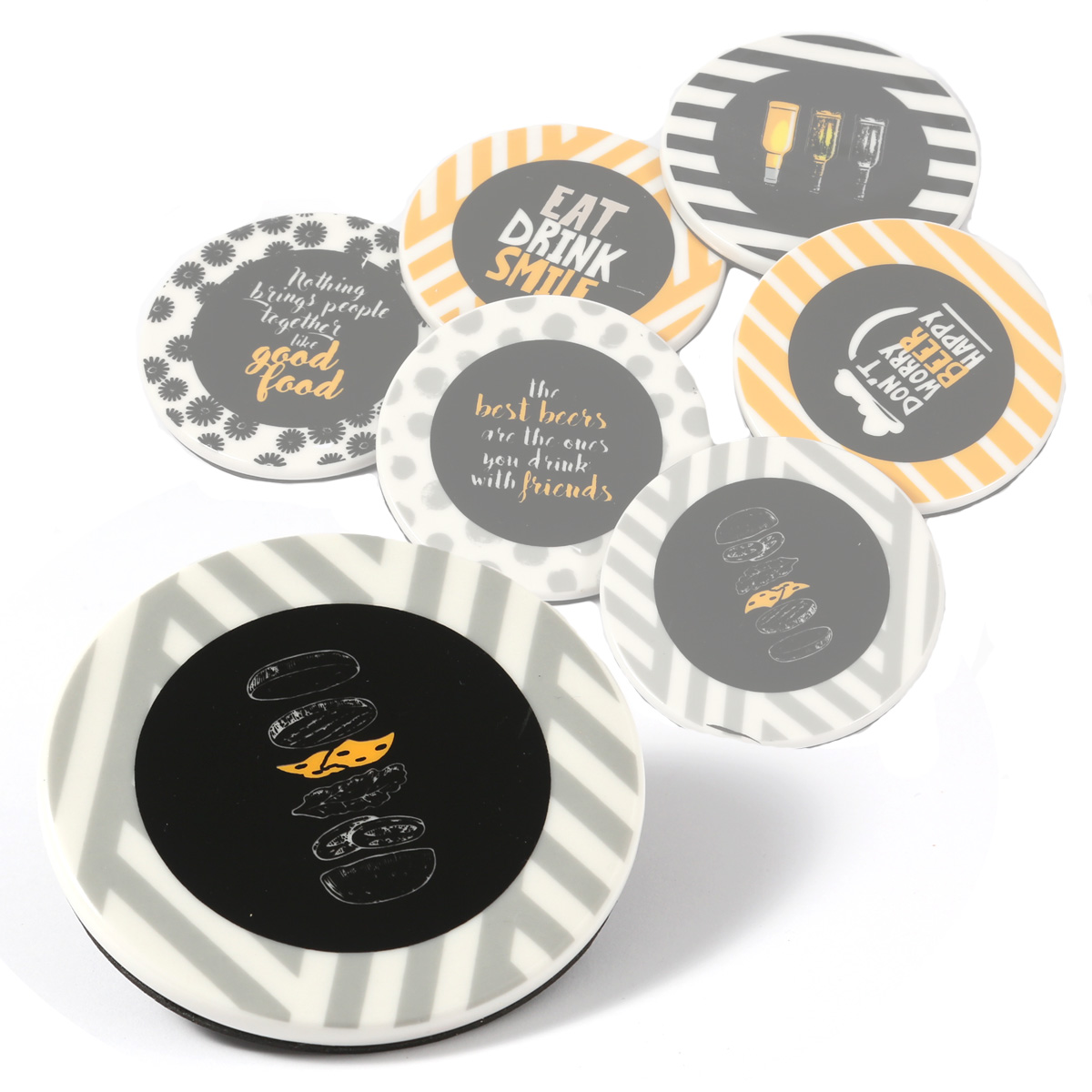 Untersetzer aus Keramik mit BURGER Aufschrift - D: 9cm - rund Untersetzer aus Keramik mit BURGER Aufschrift - D: 9cm - rund