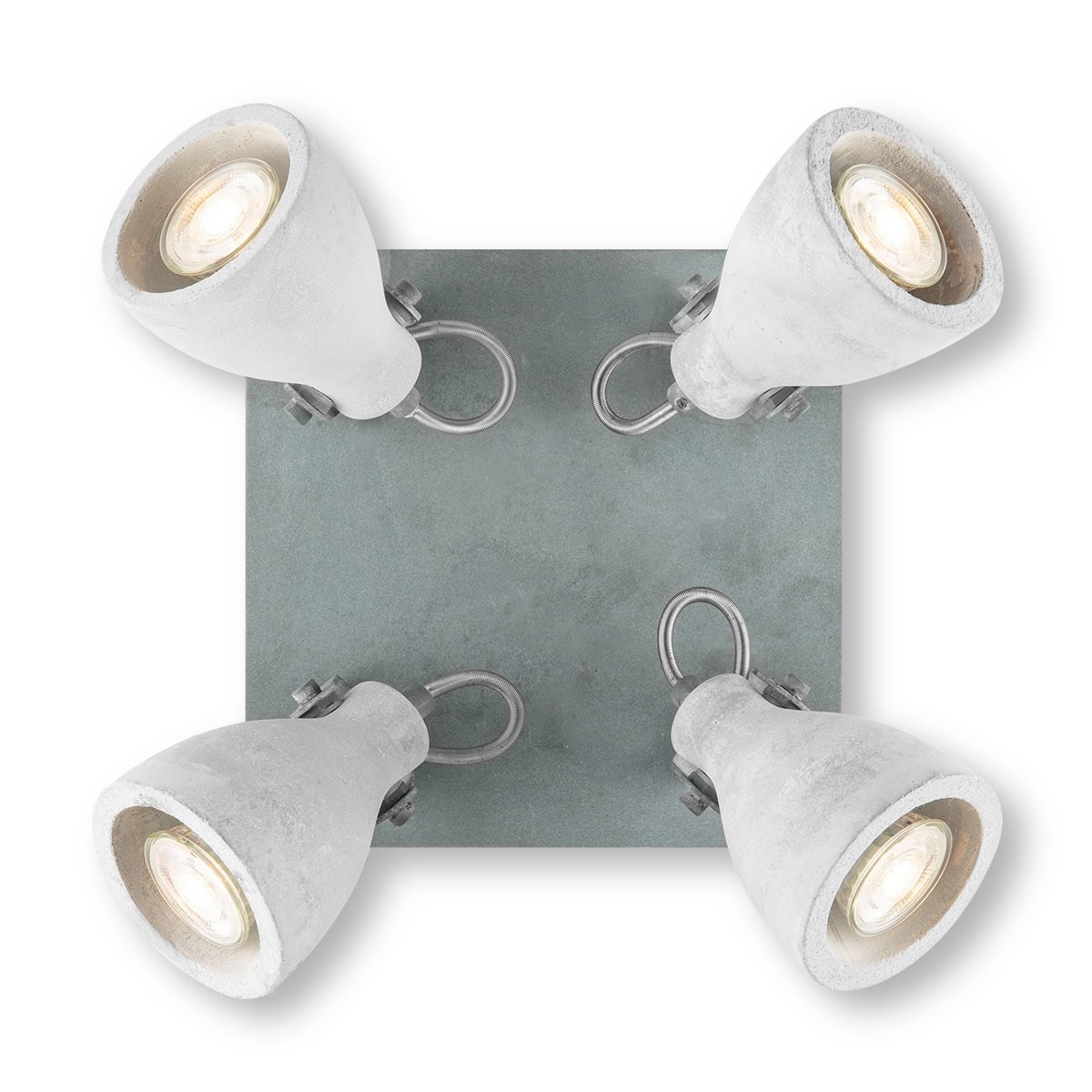 Deckenspots VEDI 4er Quadrat - Betonoptik grau - inkl. 4 x GU10 3000K 345lm 36° - Lichtbalken
