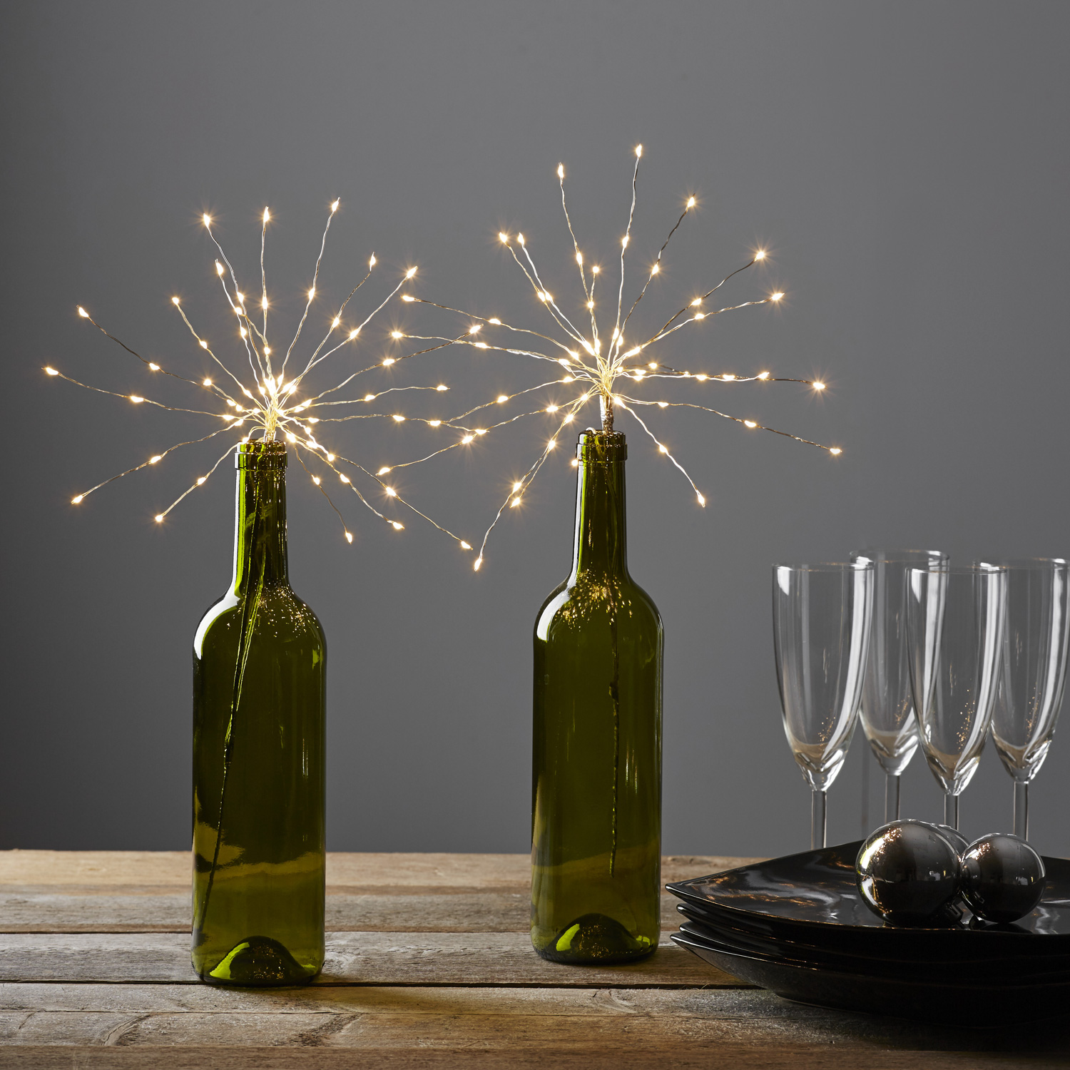 LED-Lichterbouquet Firework - silber - 20 Äste, 60 daylight LED - H: 42cm - Batterie - Timer LED-Lichterbouquet Firework - silber - 20 Äste, 60 daylight LED - H: 42cm - Batterie - Timer