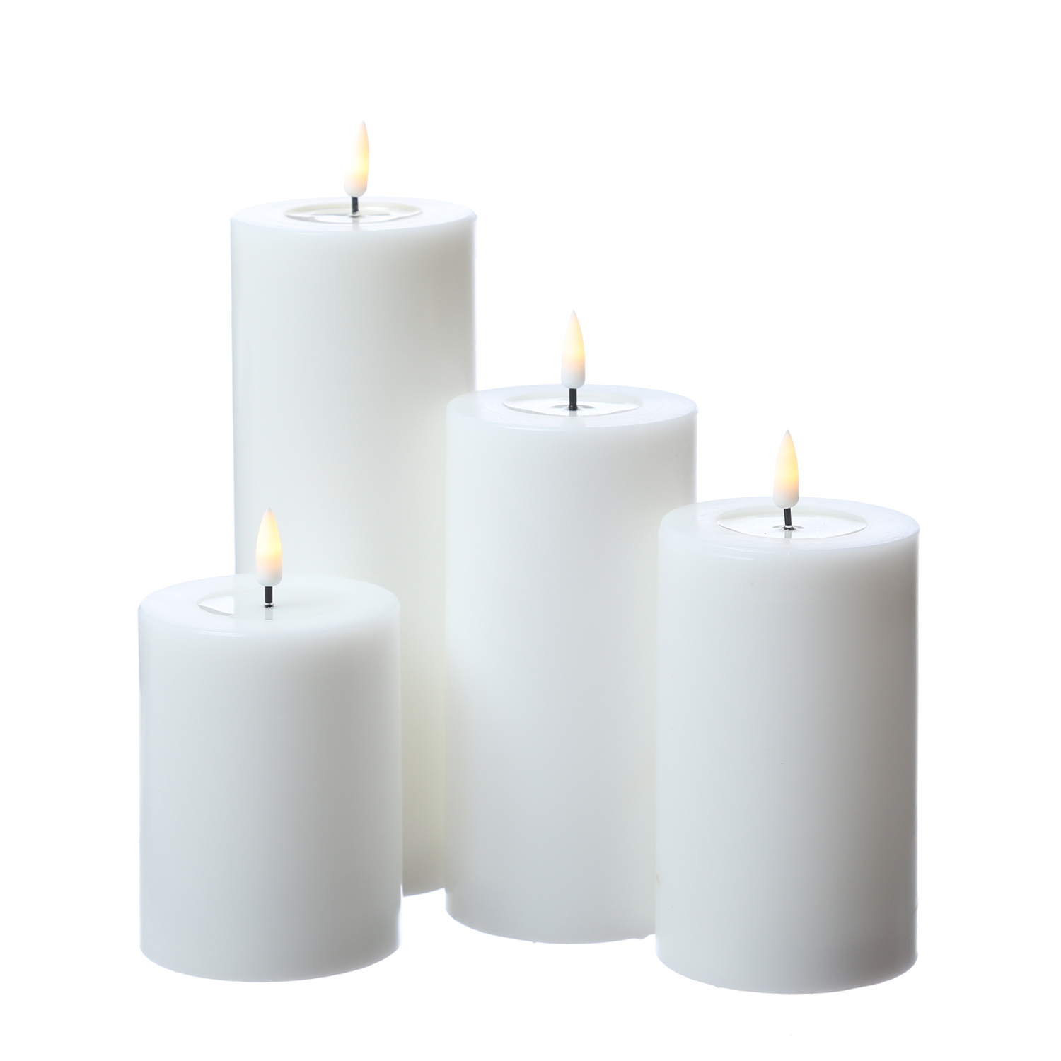LED Kerzenset MIA - Echtwachs - 4 Größen - inkl. Batterien und Fernbedienung - weiß - 4er Set LED Kerzenset MIA - Echtwachs - 4 Größen - inkl. Batterien und Fernbedienung - weiß - 4er Set