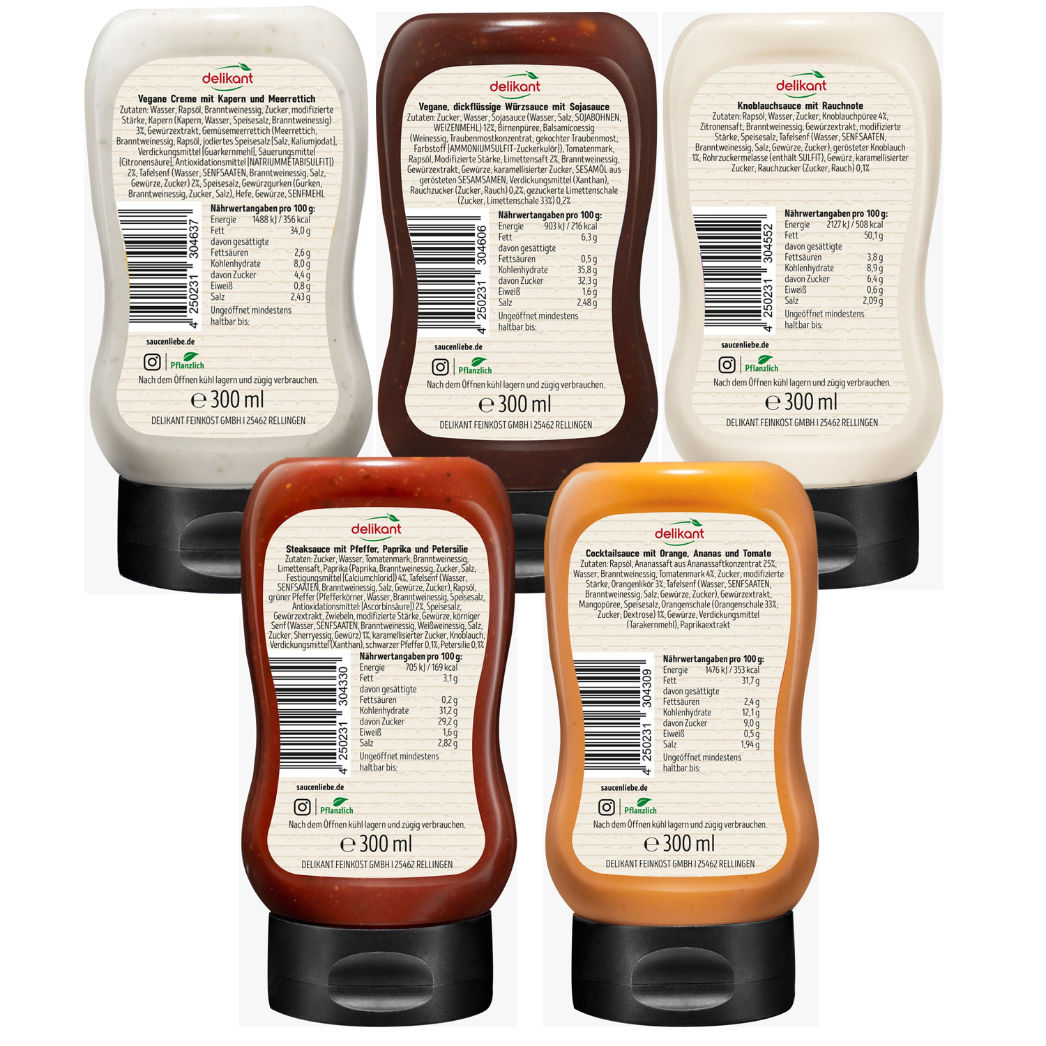 Saucen Liebe - Probierpaket 5 x 300ml - vegan