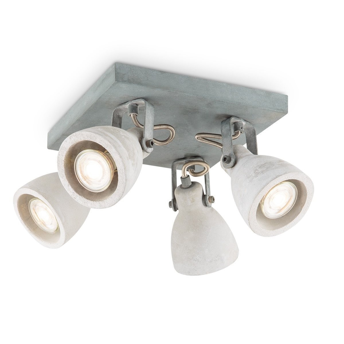 Deckenspots VEDI 4er Quadrat - Betonoptik grau - inkl. 4 x GU10 3000K 345lm 36° - Lichtbalken