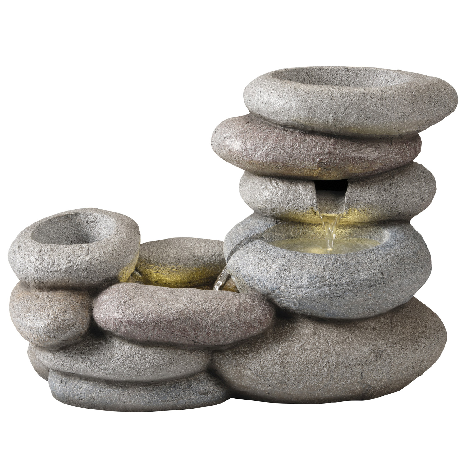 LED Gartenbrunnen FELSENQUELLE  - Springbrunnen aus Polyresin - H: 35cm - outdoor
