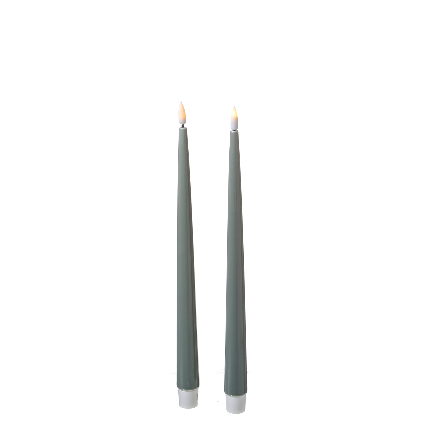 LED Stabkerzen ELLA - Echtwachs - realistische 3D Flamme - H: 28cm - salbeigrün - 2 Stück
