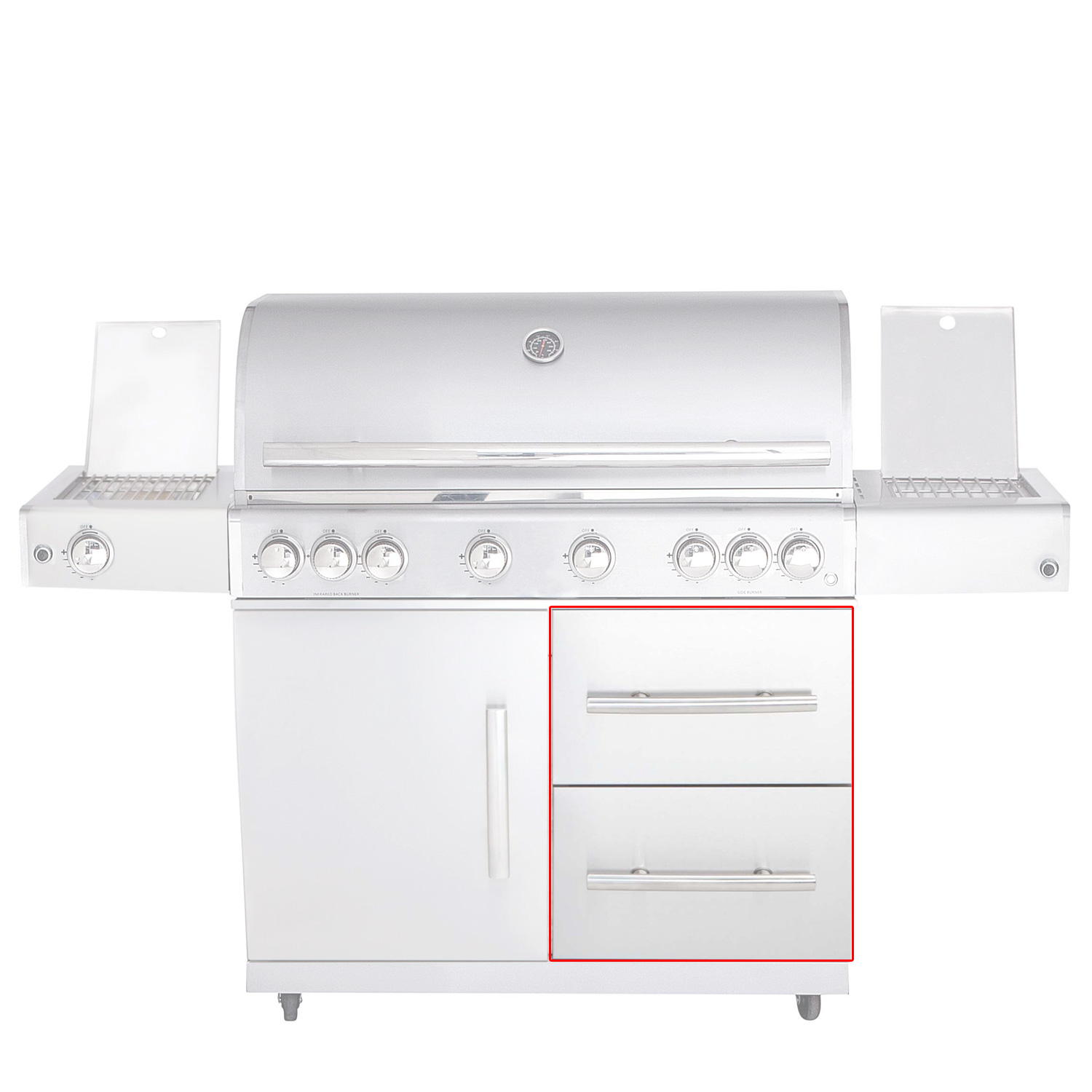 ALL'GRILL Schubladen-System rechts für Modular CHEF XL -Edelstahl - Soft Close - silber
