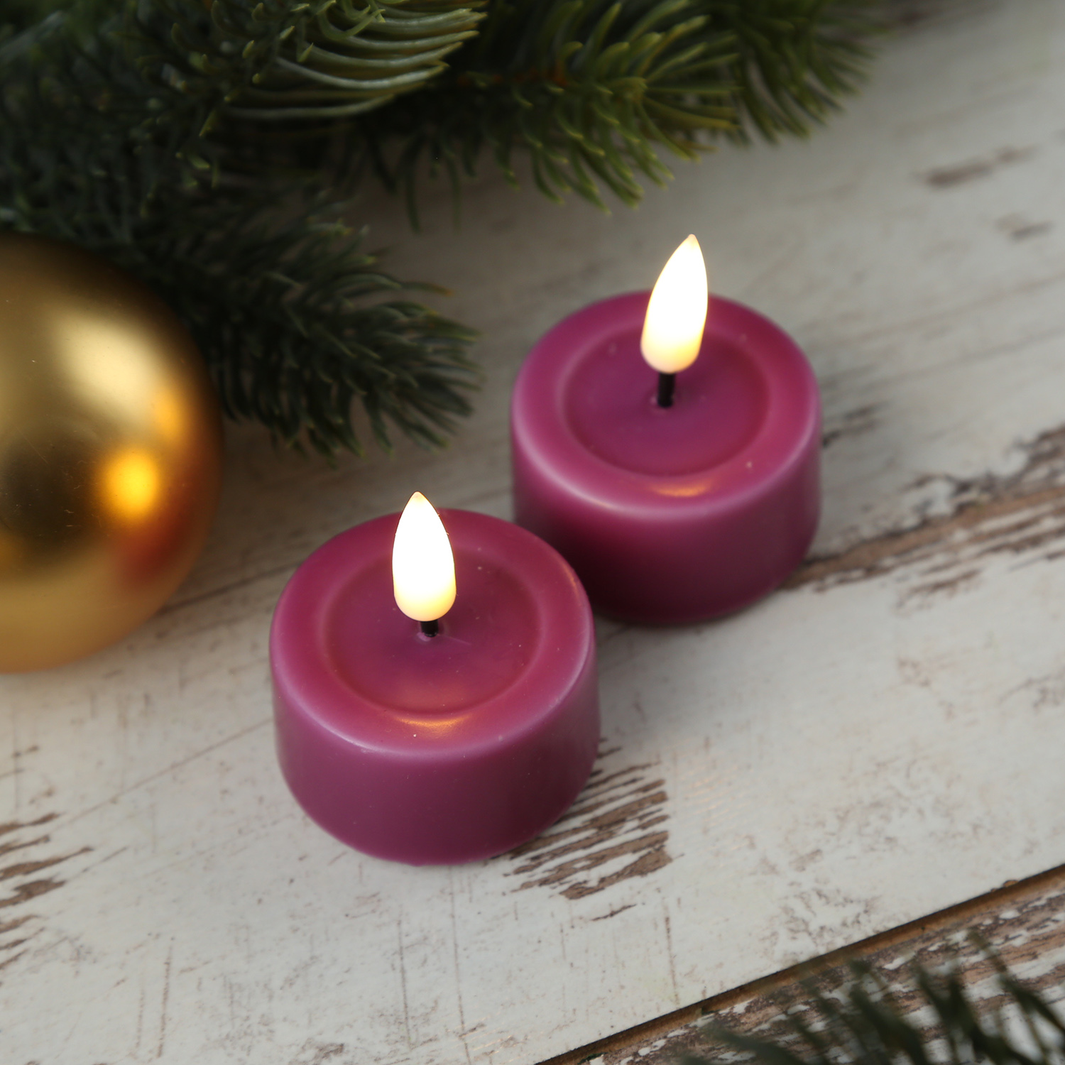 LED Teelichter MIA - realistische 3D Flamme - D: 4,1cm - inkl. Batterien - malve - 2 Stück LED Teelichter MIA - realistische 3D Flamme - D: 4,1cm - inkl. Batterien - malve - 2 Stück