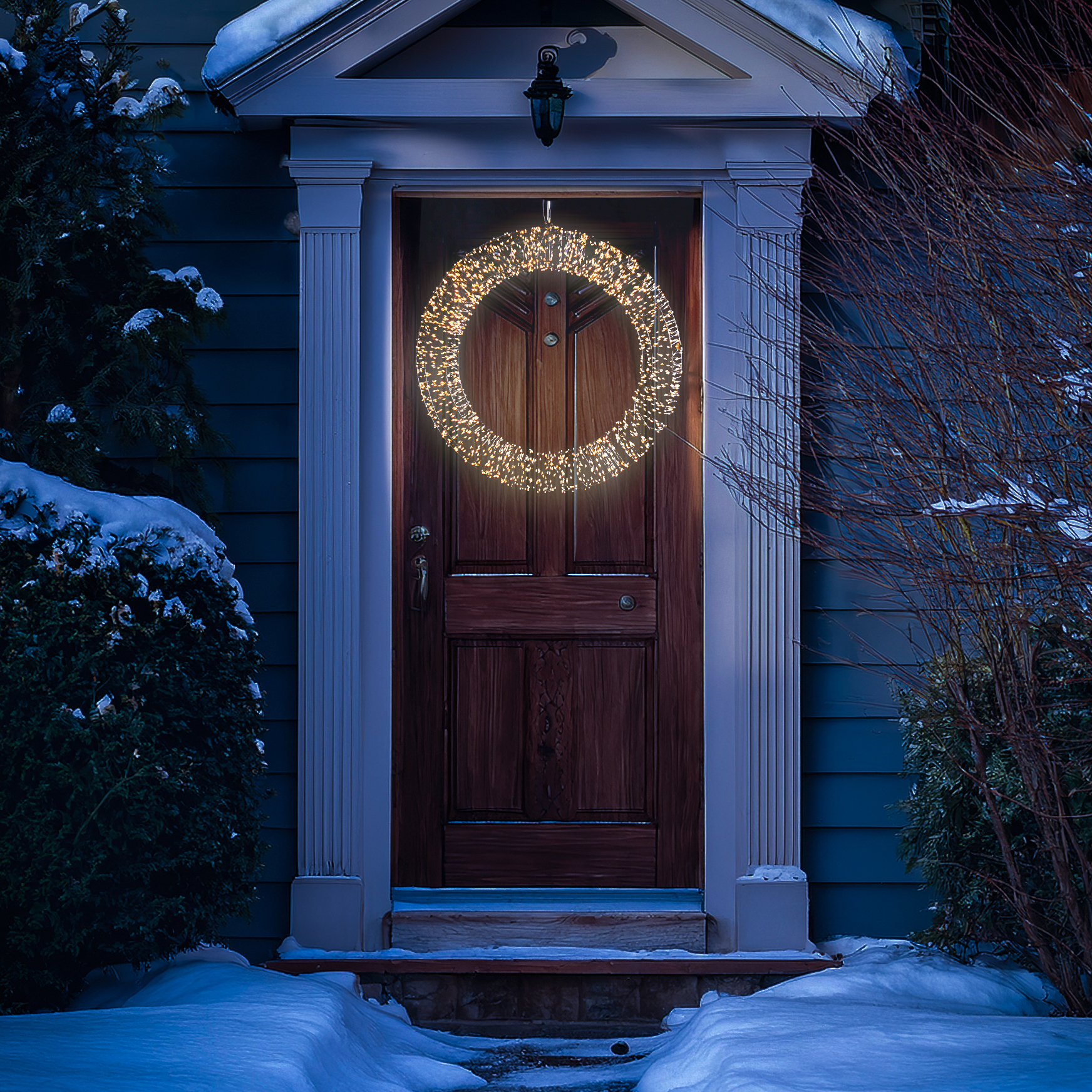 XXL LED Kranz abgeflacht - Lichterkranz mit 2200 bernstein LED - D:60cm - 8Modi/Timer - Innen/Außen