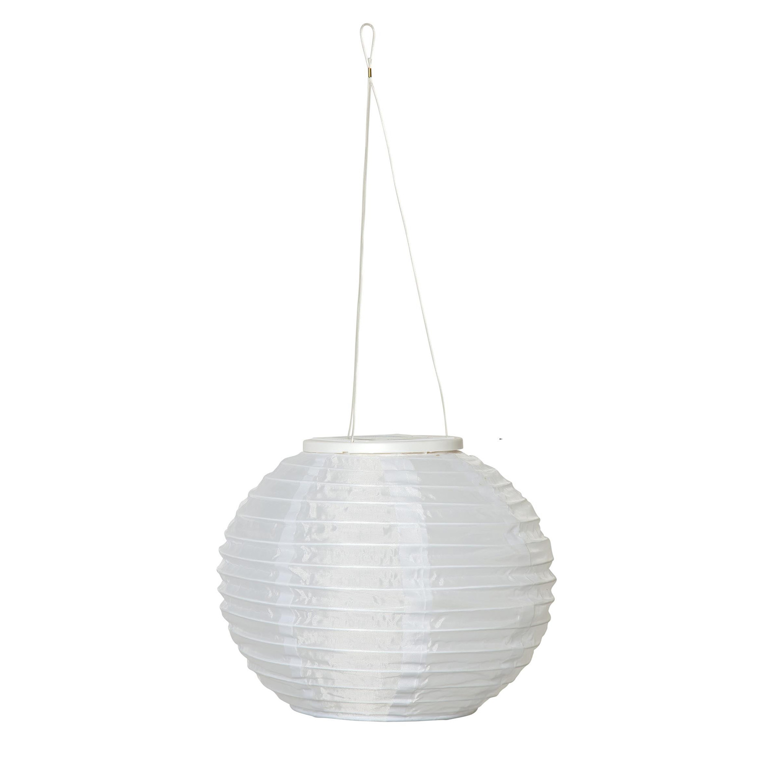 LED Solar Lampions - rund und oval - D: 25cm/35cm - Lichtsensor - weiße Gartenlampions - 2er Set