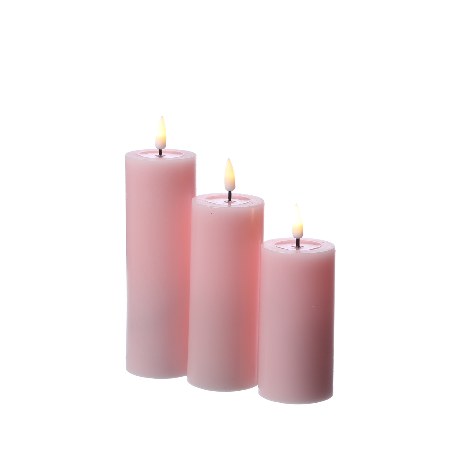 LED Stumpenkerze MIA - Echtwachs - realistische 3D Flamme - H: 10cm D: 5cm - Batterie - rosa LED Stumpenkerze MIA - Echtwachs - realistische 3D Flamme - H: 10cm D: 5cm - Batterie - rosa