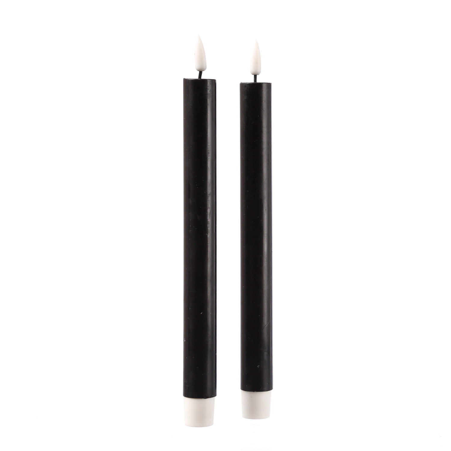 LED Stabkerzen MIA - Echtwachs - realistische 3D Flamme - H: 24cm - Batteriebetrieb - schwarz - 2 St LED Stabkerzen MIA - Echtwachs - realistische 3D Flamme - H: 24cm - Batteriebetrieb - schwarz - 2 St