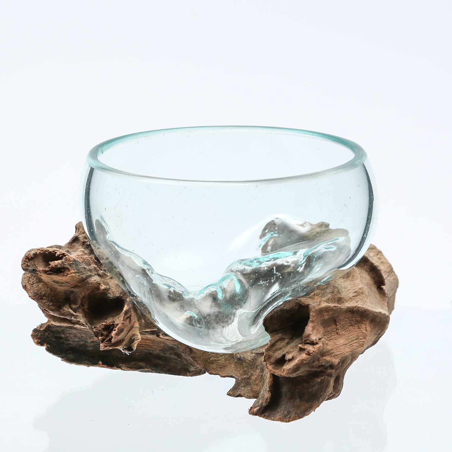 Glasschale auf Wurzelholz - Dekoschale - D: 10cm - natur