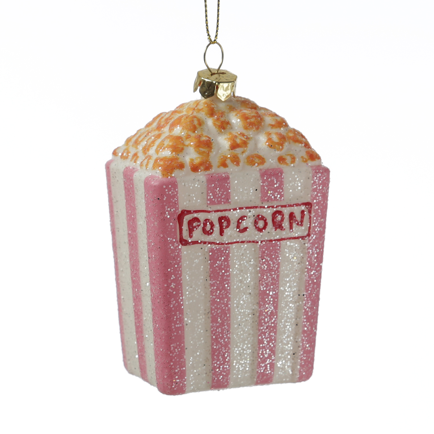 Weihnachtsbaumschmuck Popcorn Tüte - lustiger Christbaumschmuck - bruchfest - H: 10cm - rosa, weiß Weihnachtsbaumschmuck Popcorn Tüte - lustiger Christbaumschmuck - bruchfest - H: 10cm - rosa, weiß