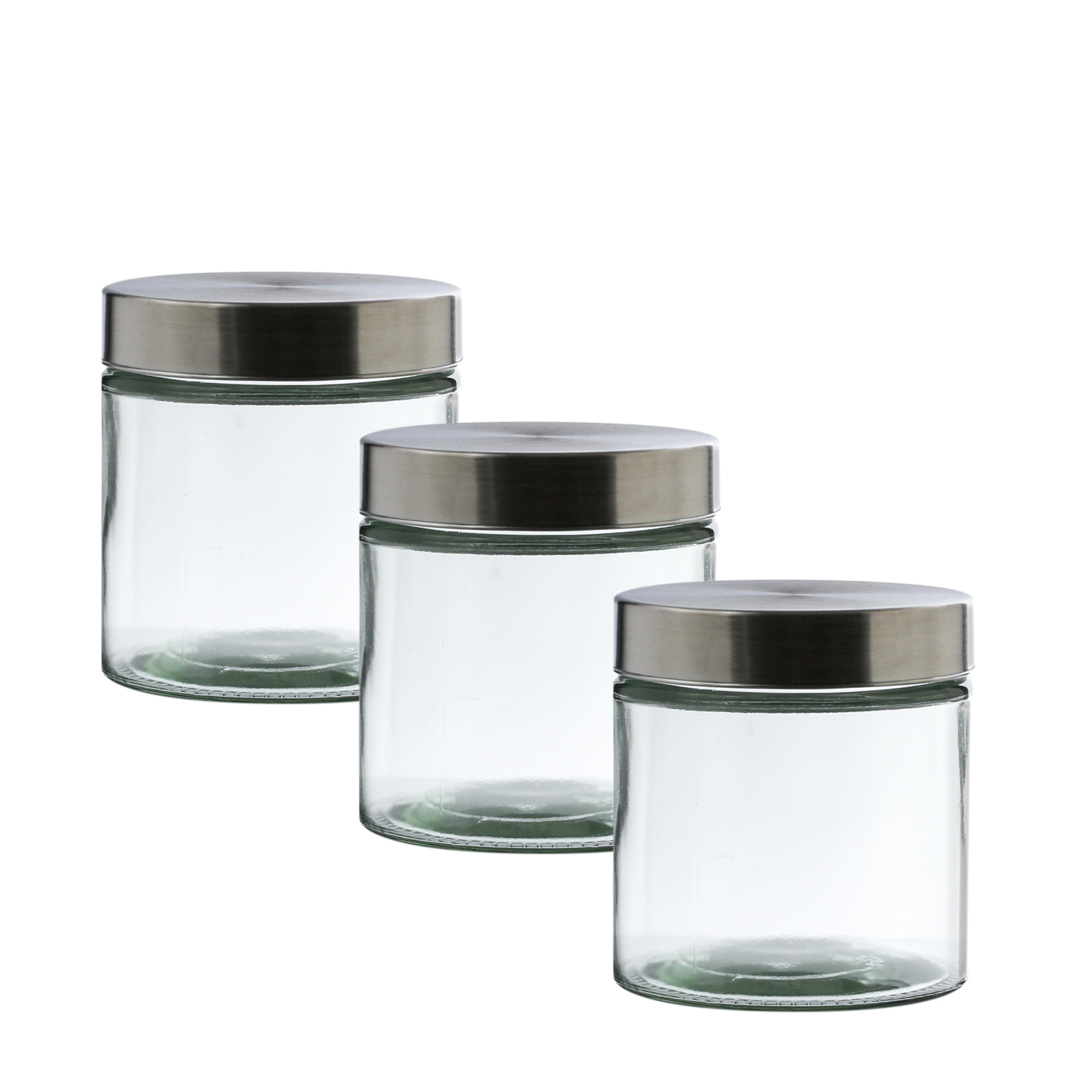 Vorratsdose S - Glas mit Edelstahldeckel - 0,85 Liter - D: 11cm - H: 12cm - 3er Set Vorratsdose S - Glas mit Edelstahldeckel - 0,85 Liter - D: 11cm - H: 12cm - 3er Set