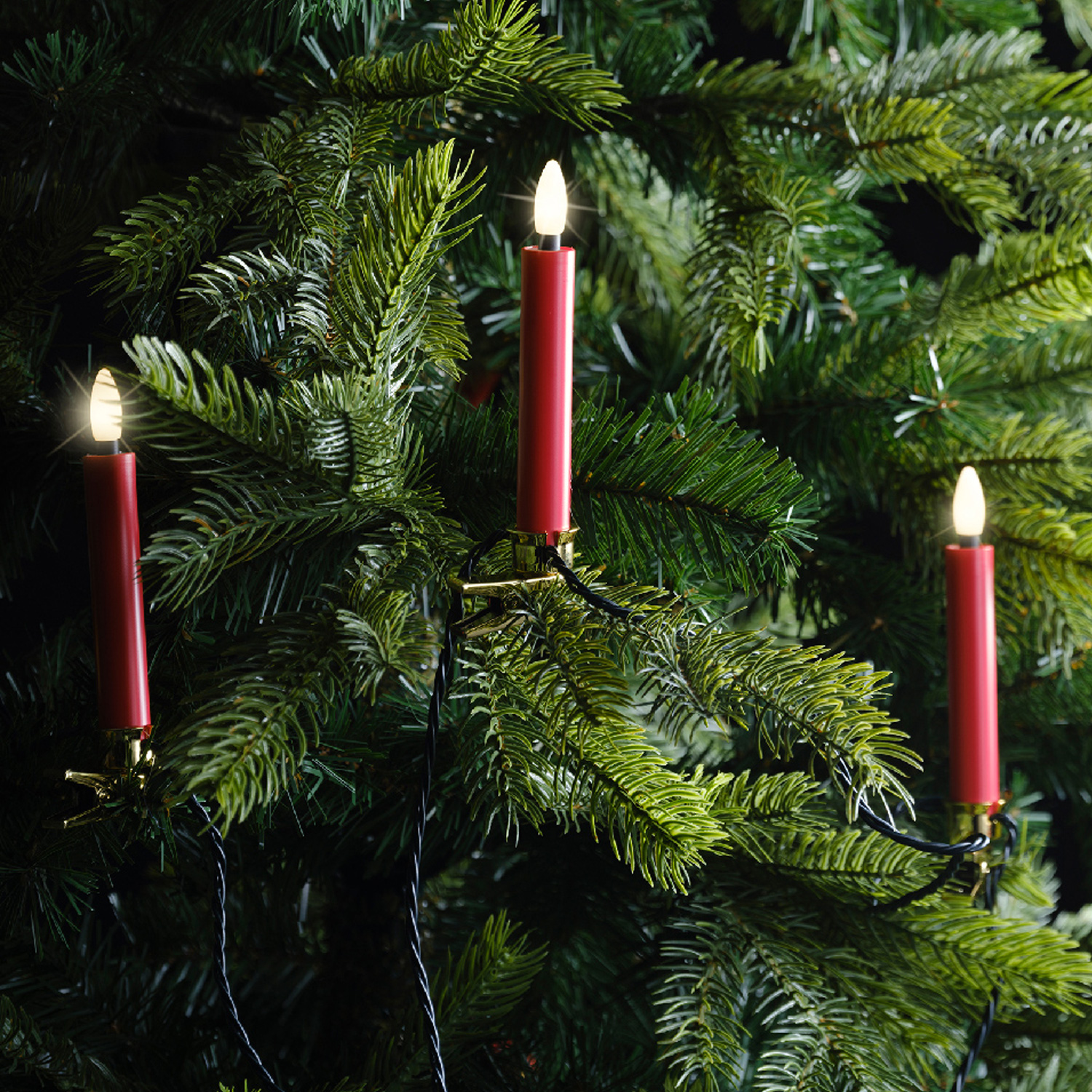 LED Kerzenlichterkette - 20 Christbaumkerzen - Weihnachtsbaumlichterkette - L: 9,5m - Innen/Außen