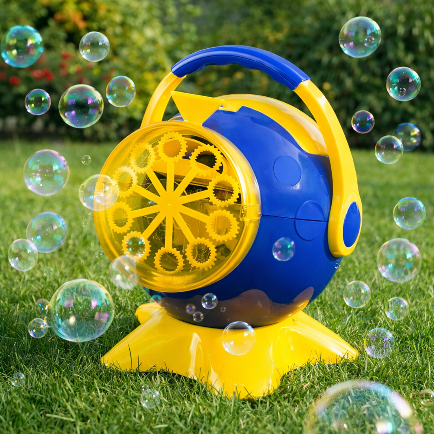 HOLLYHOPPER® Seifenblasenmaschinen Set mit 1L Qualitäts-Fluid 2x Fang-Kescher