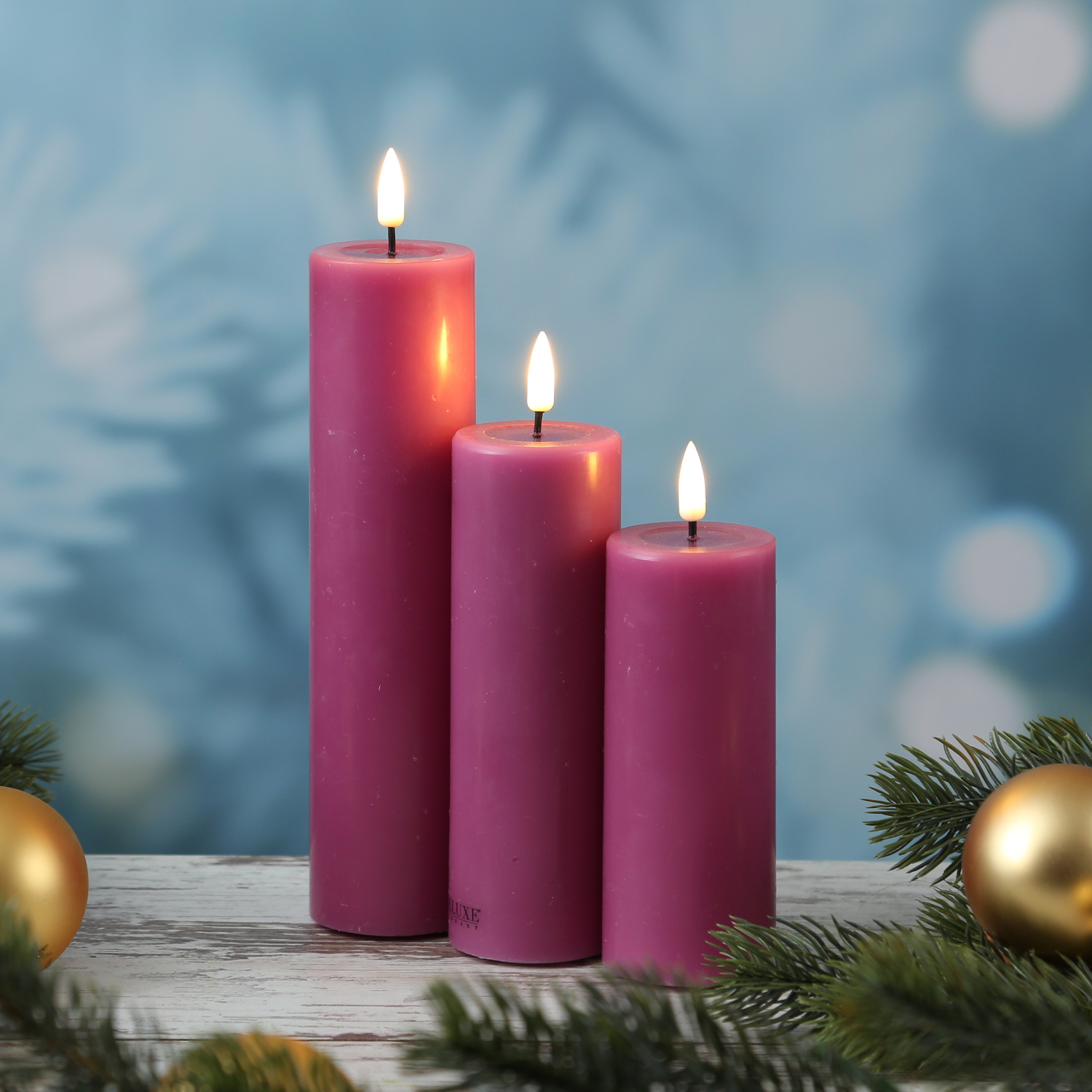 LED Stumpenkerze MIA - Echtwachs - realistische 3D Flamme - H: 12,5cm - D: 5cm - malve LED Stumpenkerze MIA - Echtwachs - realistische 3D Flamme - H: 12,5cm - D: 5cm - malve