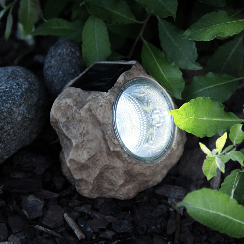 LED Solar Stein "Rocky" - Spot mit kaltweißer LED - Dämmerungssensor - H: 11cm LED Solar Stein "Rocky" - Spot mit kaltweißer LED - Dämmerungssensor - H: 11cm