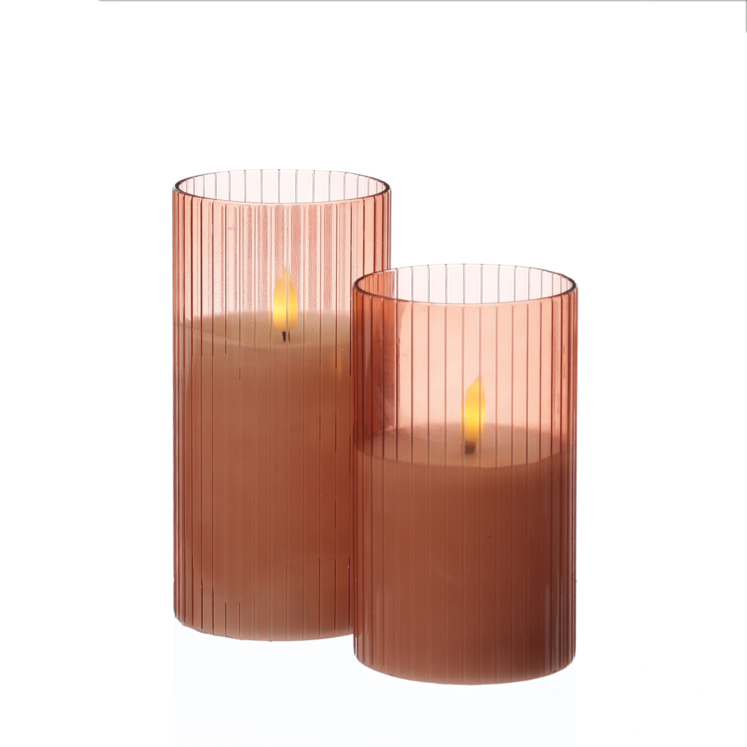 LED Kerze im Glas - Windlicht - Echtwachs - 3D Flamme - Timer - H: 15cm - D: 7,5cm - rosa LED Kerze im Glas - Windlicht - Echtwachs - 3D Flamme - Timer - H: 15cm - D: 7,5cm - rosa