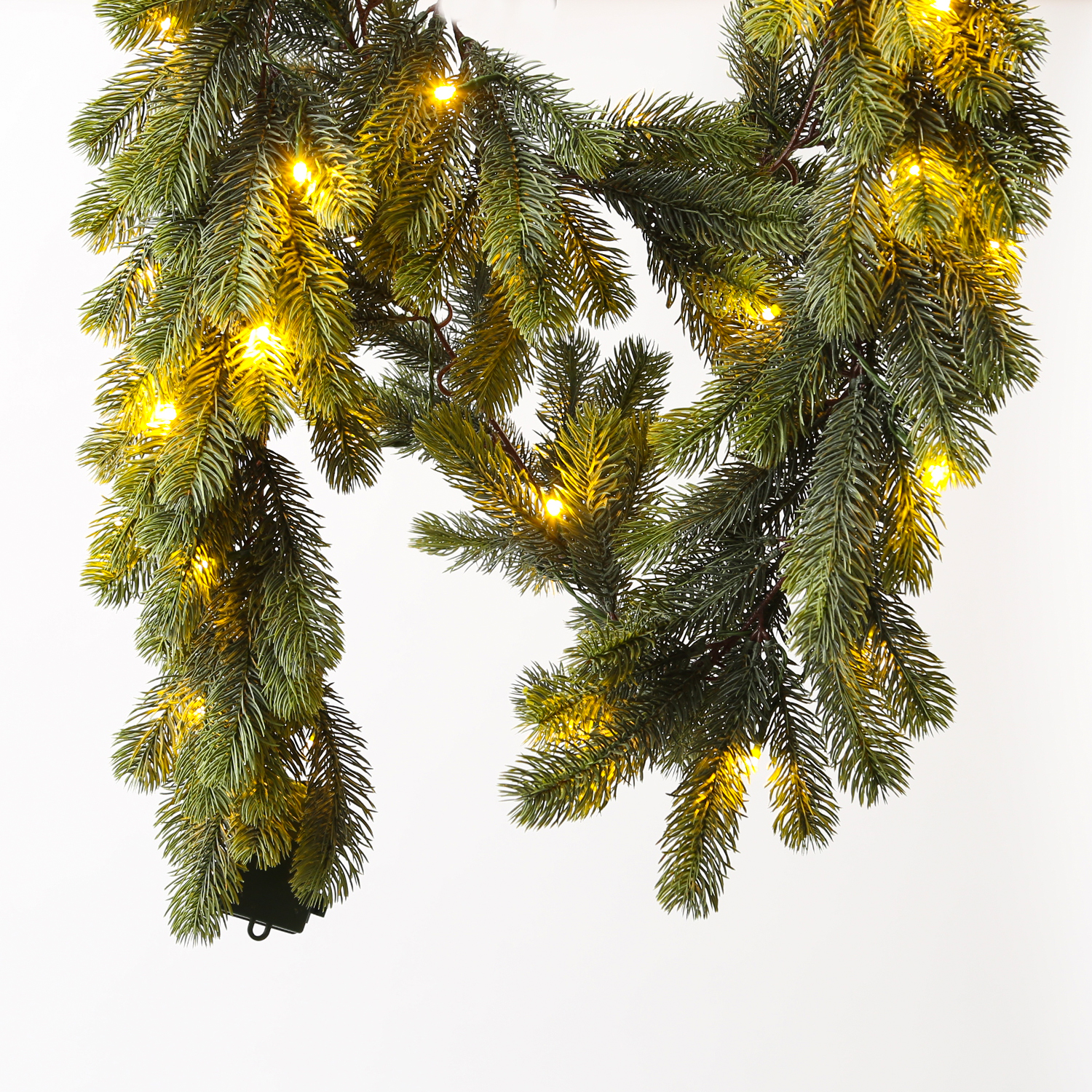 LED Tannengirlande - Weihnachtsgirlande - 35 warmweiße LED - L: 1,8m - Timer - Batterie - grün LED Tannengirlande - Weihnachtsgirlande - 35 warmweiße LED - L: 1,8m - Timer - Batterie - grün
