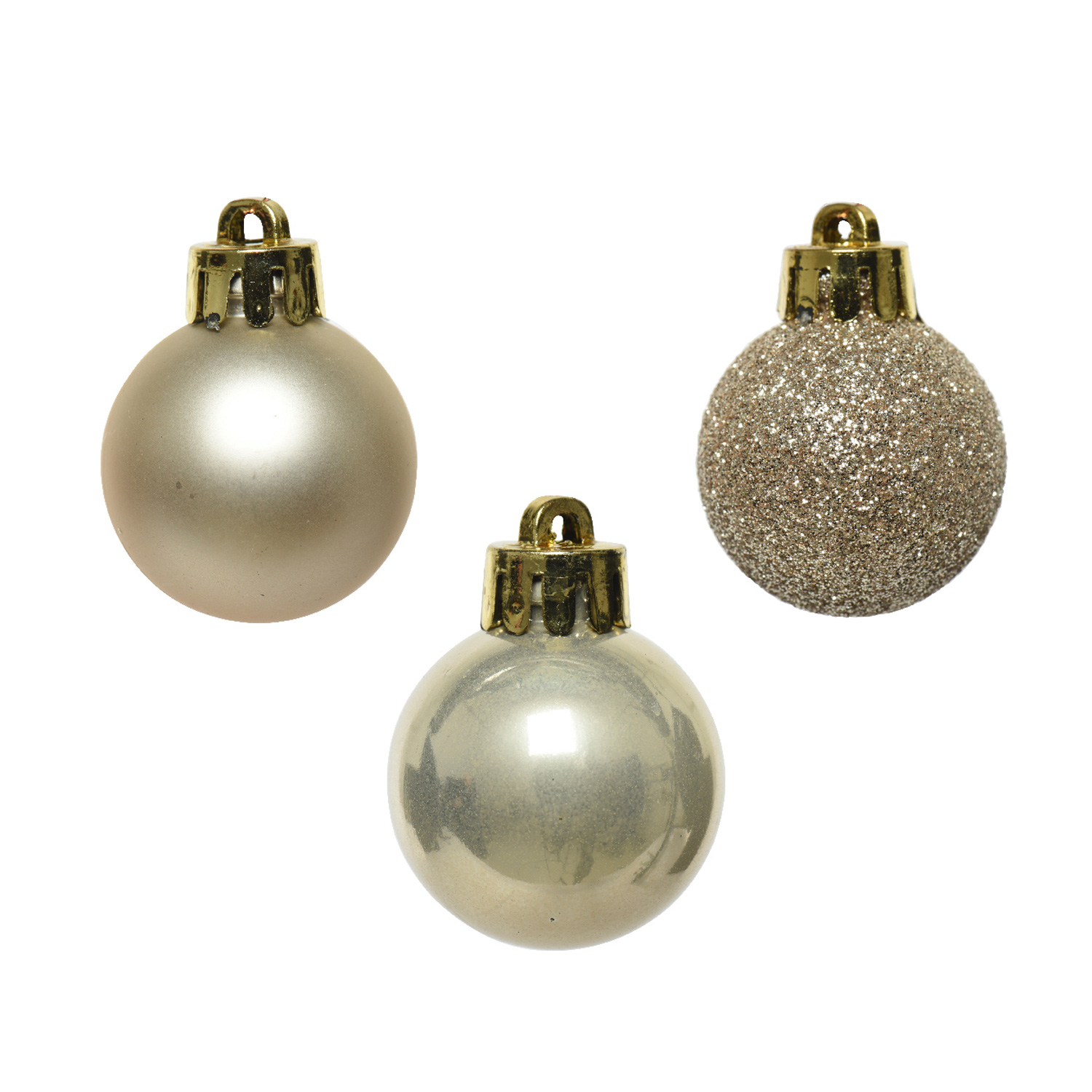 Christbaumkugel - Weihnachtskugel - bruchfest - D: 3cm - glänzend matt glitzernd - creme - 14er Set Christbaumkugel - Weihnachtskugel - bruchfest - D: 3cm - glänzend matt glitzernd - creme - 14er Set