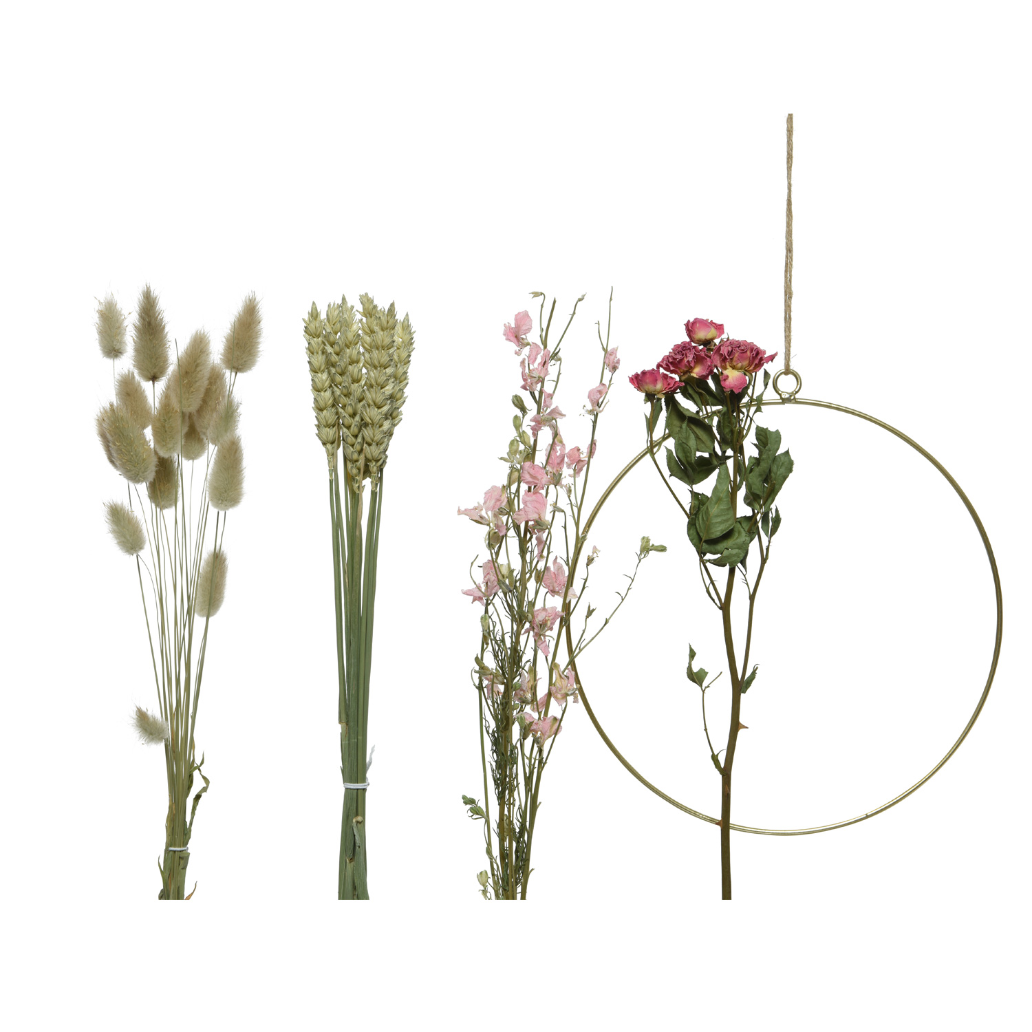 Bastelset DIY - Dekoring mit Trockenblumen und Gräsern - Trockenblumenkranz - Aufhängeröse - D: 20cm Bastelset DIY - Dekoring mit Trockenblumen und Gräsern - Trockenblumenkranz - Aufhängeröse - D: 20cm