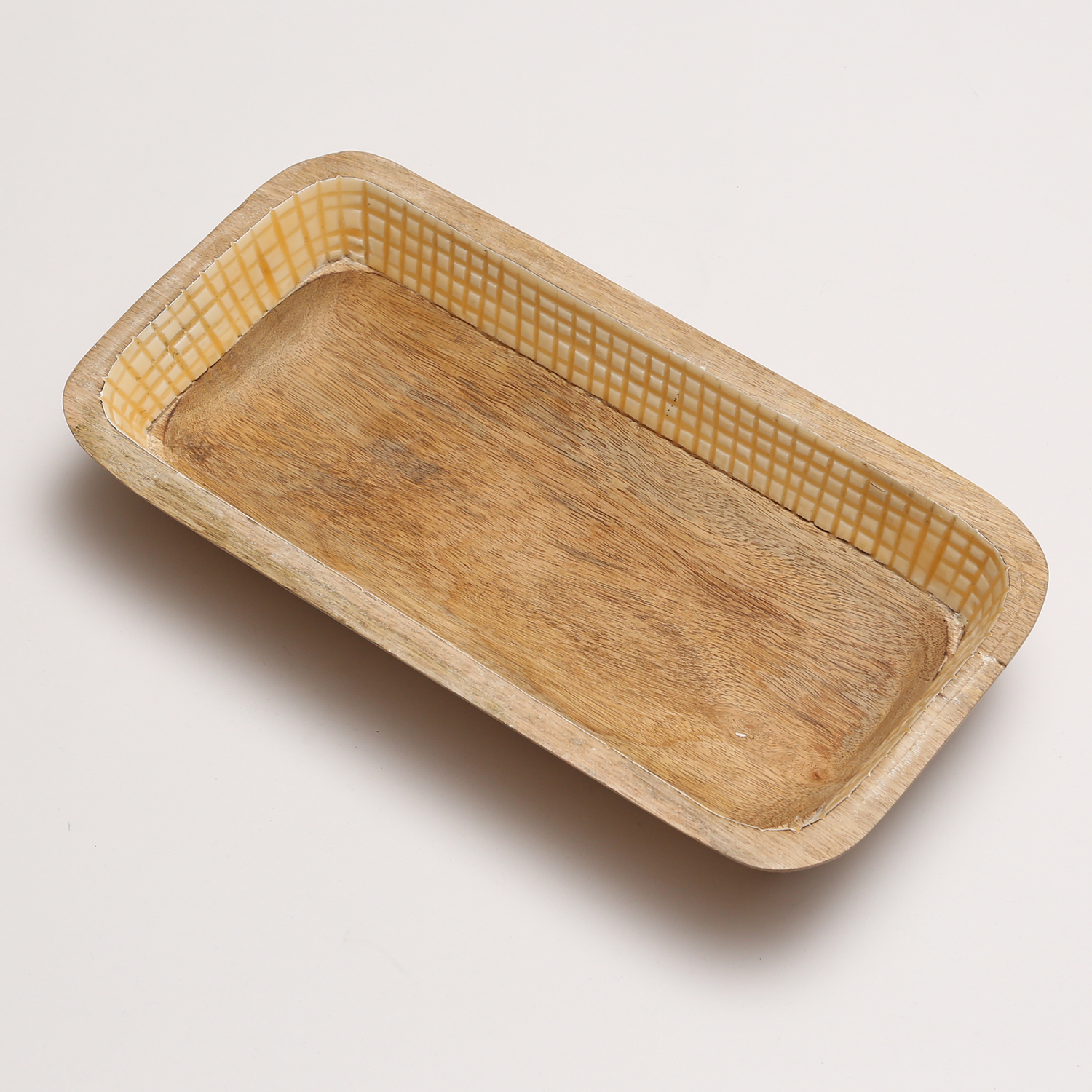 Dekoschale - rechteckig - Mangoholz - L: 40cm - H: 7,5cm - natur, terracotta Dekoschale - rechteckig - Mangoholz - L: 40cm - H: 7,5cm - natur, terracotta