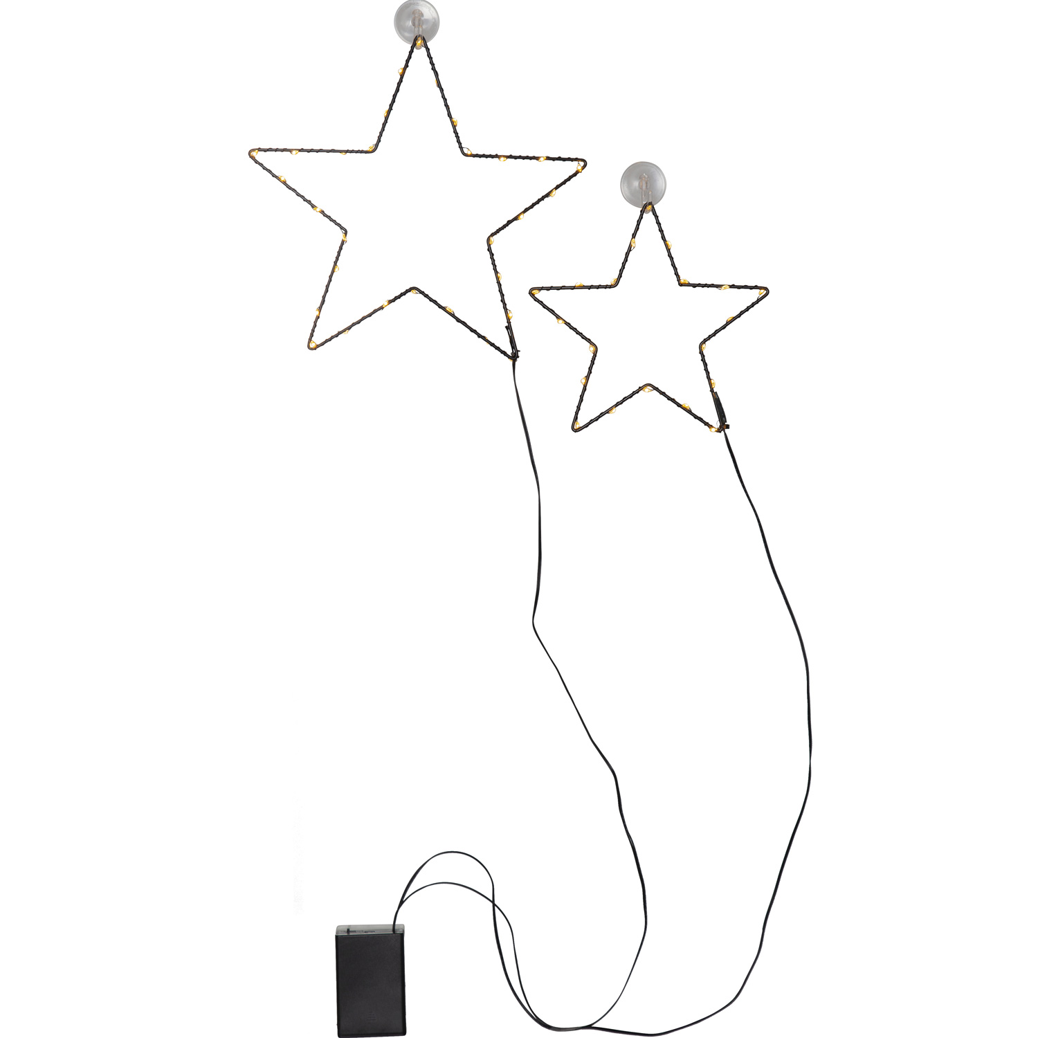 LED Leuchtsterne STELLA - Fensterdeko - 2 Sterne - 50 warmweiße LED - Saugnäpfe - Timer - Batterie LED Leuchtsterne STELLA - Fensterdeko - 2 Sterne - 50 warmweiße LED - Saugnäpfe - Timer - Batterie