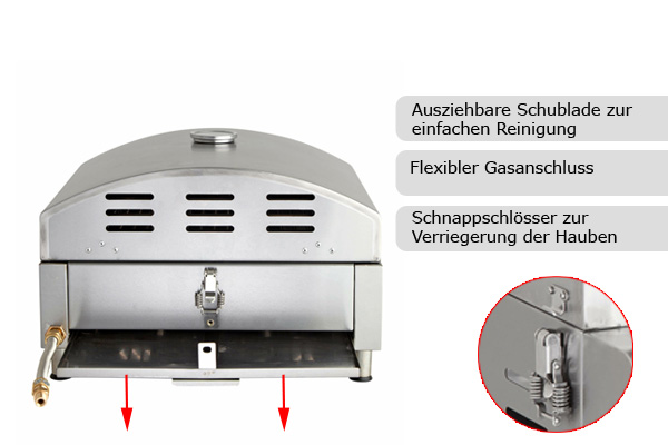 Pizzaofen Gas KULT - umbaubar als Grill - 3,8kW - Volledelstahl
