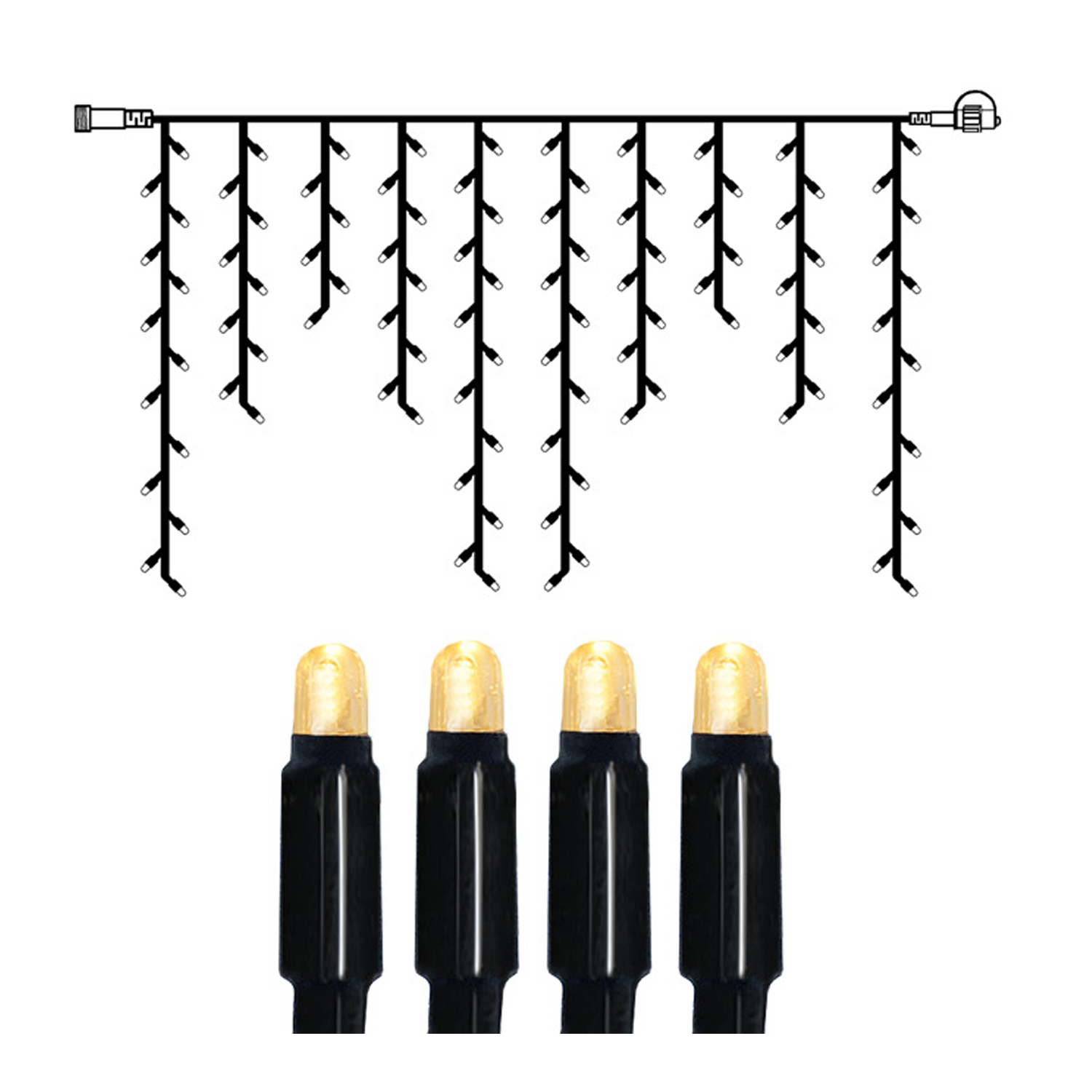 SYSTEM 24 KOMPLETT SET 14m - LED Lichtervorhang Eisregen 14x1m - Icicle für Dachrinne, Terrasse SYSTEM 24 KOMPLETT SET 14m - LED Lichtervorhang Eisregen 14x1m - Icicle für Dachrinne, Terrasse