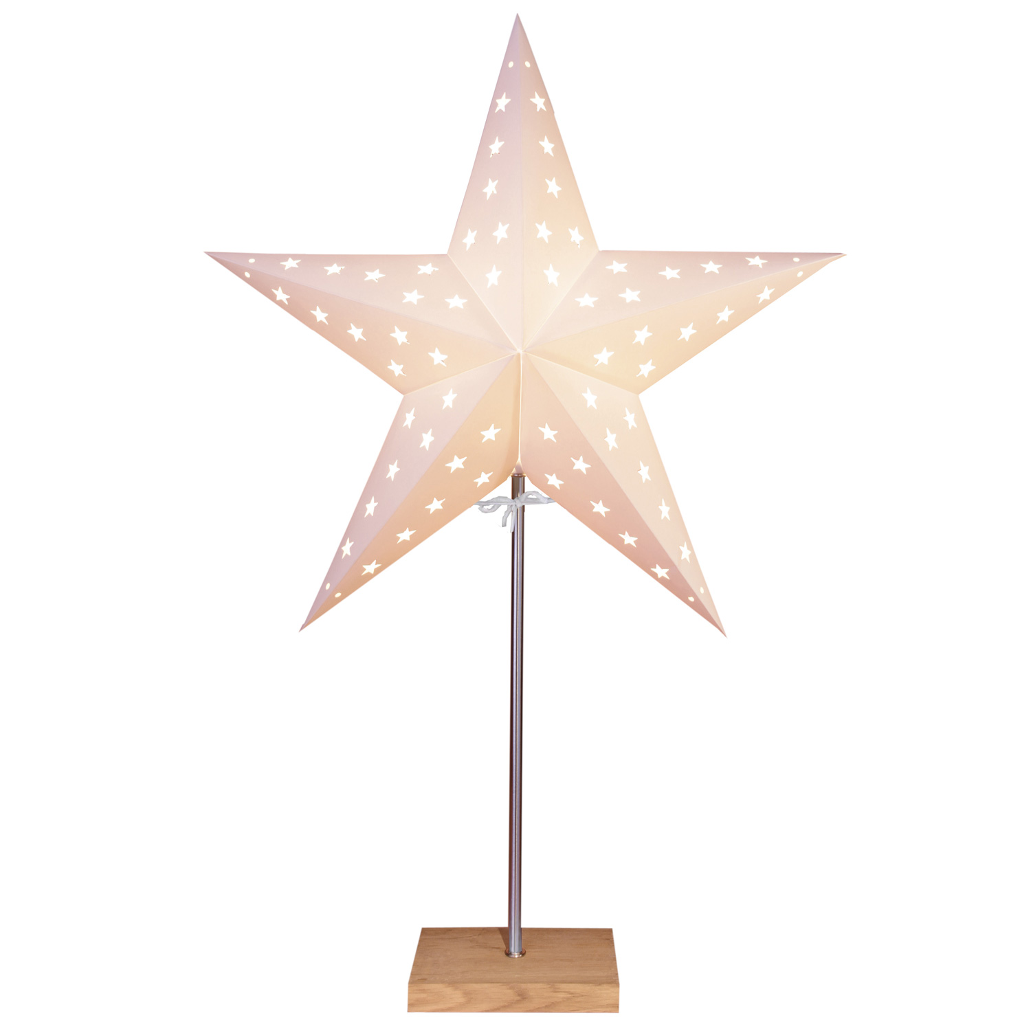 Papierstern "Leo" - stehend - 5-zackig - D: 43cm, H: 65cm - E14 Fassung - inkl. Kabel - weiß Papierstern "Leo" - stehend - 5-zackig - D: 43cm, H: 65cm - E14 Fassung - inkl. Kabel - weiß