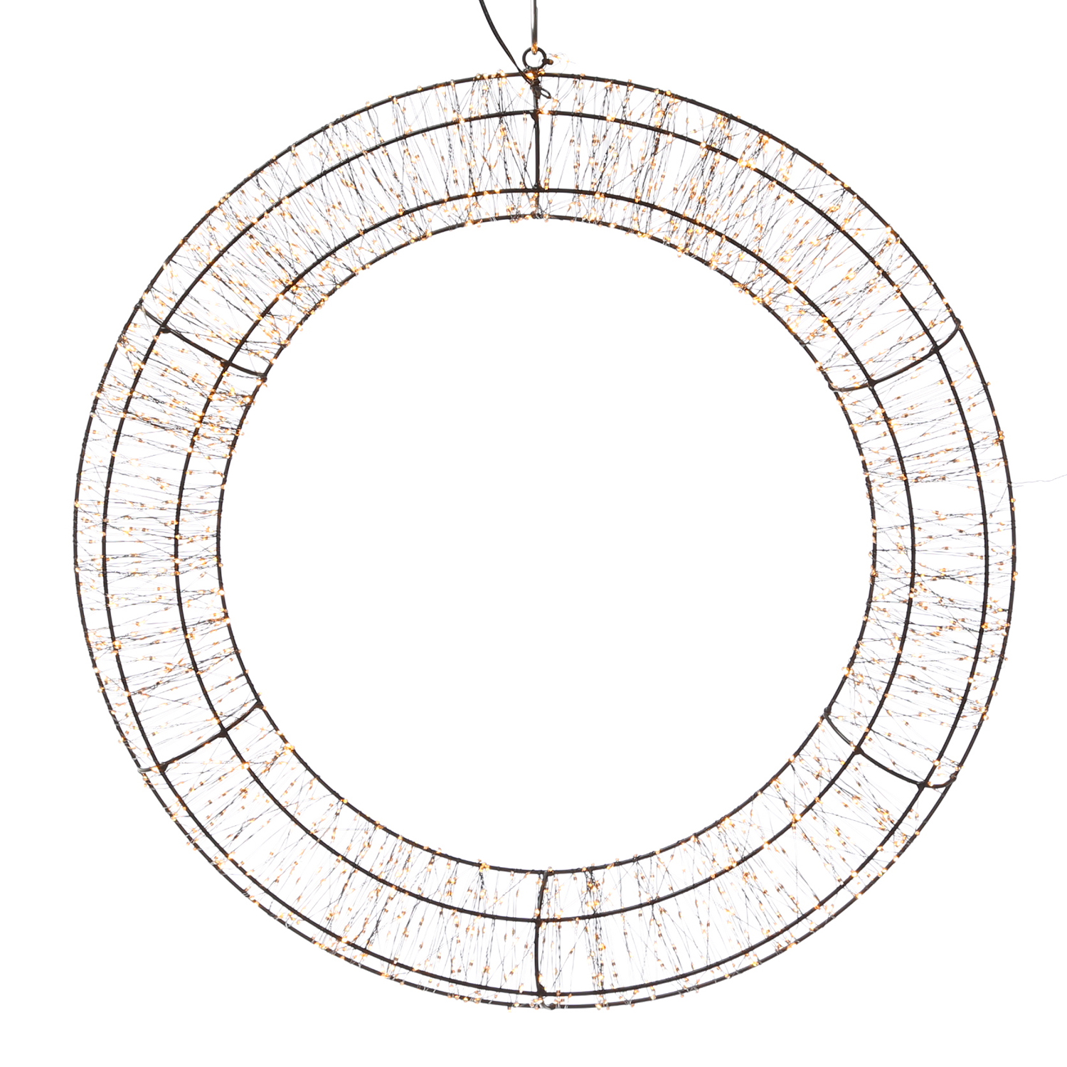 XXL LED Kranz abgeflacht - Lichterkranz mit 2200 bernstein LED - D:60cm - 8Modi/Timer - Innen/Außen XXL LED Kranz abgeflacht - Lichterkranz mit 2200 bernstein LED - D:60cm - 8Modi/Timer - Innen/Außen