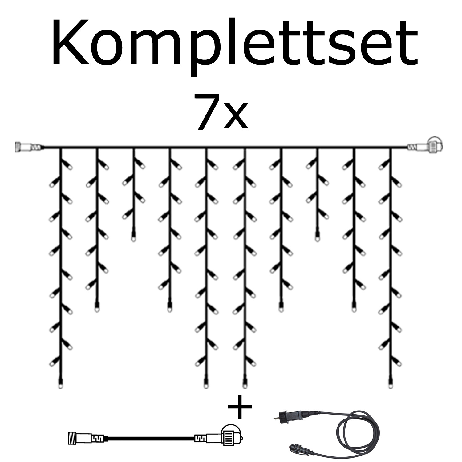 SYSTEM 24 KOMPLETT SET 14m - LED Lichtervorhang Eisregen 14x1m - Icicle für Dachrinne, Terrasse SYSTEM 24 KOMPLETT SET 14m - LED Lichtervorhang Eisregen 14x1m - Icicle für Dachrinne, Terrasse