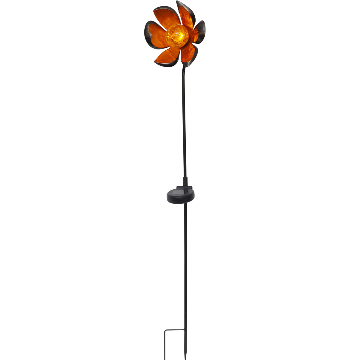 LED Solarstab "Flora"- schwarz - amber LED - Glaskugel in Blüte - H: 84cm - Dämmerungssensor LED Solarstab "Flora"- schwarz - amber LED - Glaskugel in Blüte - H: 84cm - Dämmerungssensor