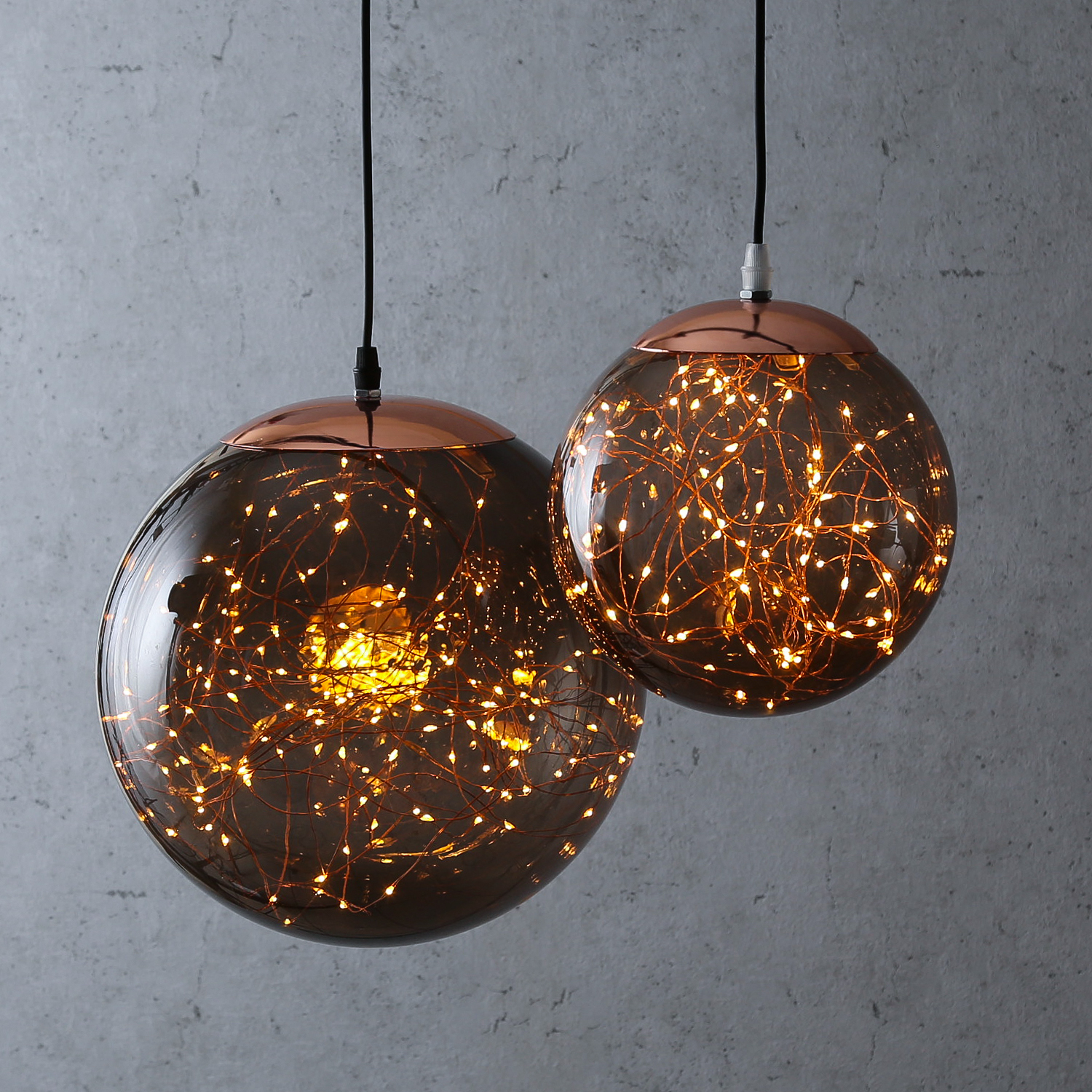 LED Lichterkugel mit Drahtlichterkette - 110 bernstein LED - Timer - D: 25cm - f. Innen/Außen