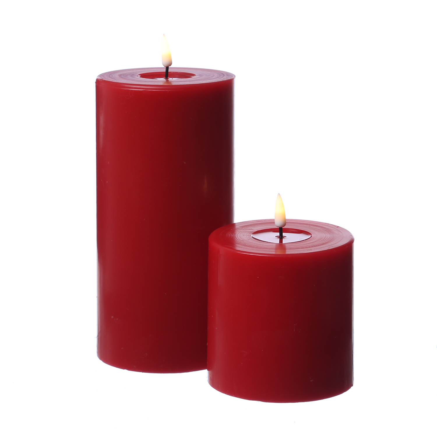 LED Stumpenkerze MIA - Echtwachs - realistische 3D Flamme - H: 20cm - D: 10cm - rot LED Stumpenkerze MIA - Echtwachs - realistische 3D Flamme - H: 20cm - D: 10cm - rot