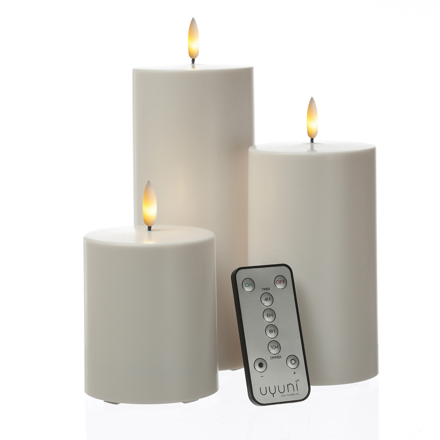 LED Kerzenset THEA - Kunststoff - 3 Größen - inkl. Batterien/Fernb. - bis zu 2500 Std. - für Außen LED Kerzenset THEA - Kunststoff - 3 Größen - inkl. Batterien/Fernb. - bis zu 2500 Std. - für Außen