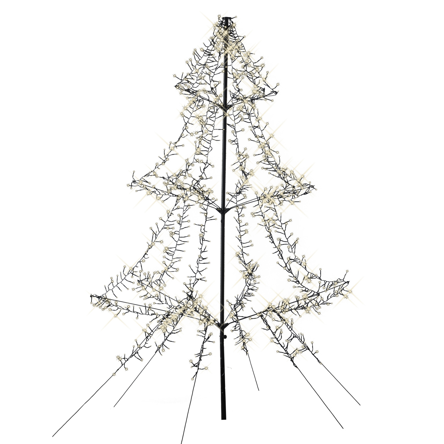 LED Outdoor Weihnachtsbaum - 1200 warmweiß funkelnde LED - H: 2m - Timer - aufklappbar - schwarz