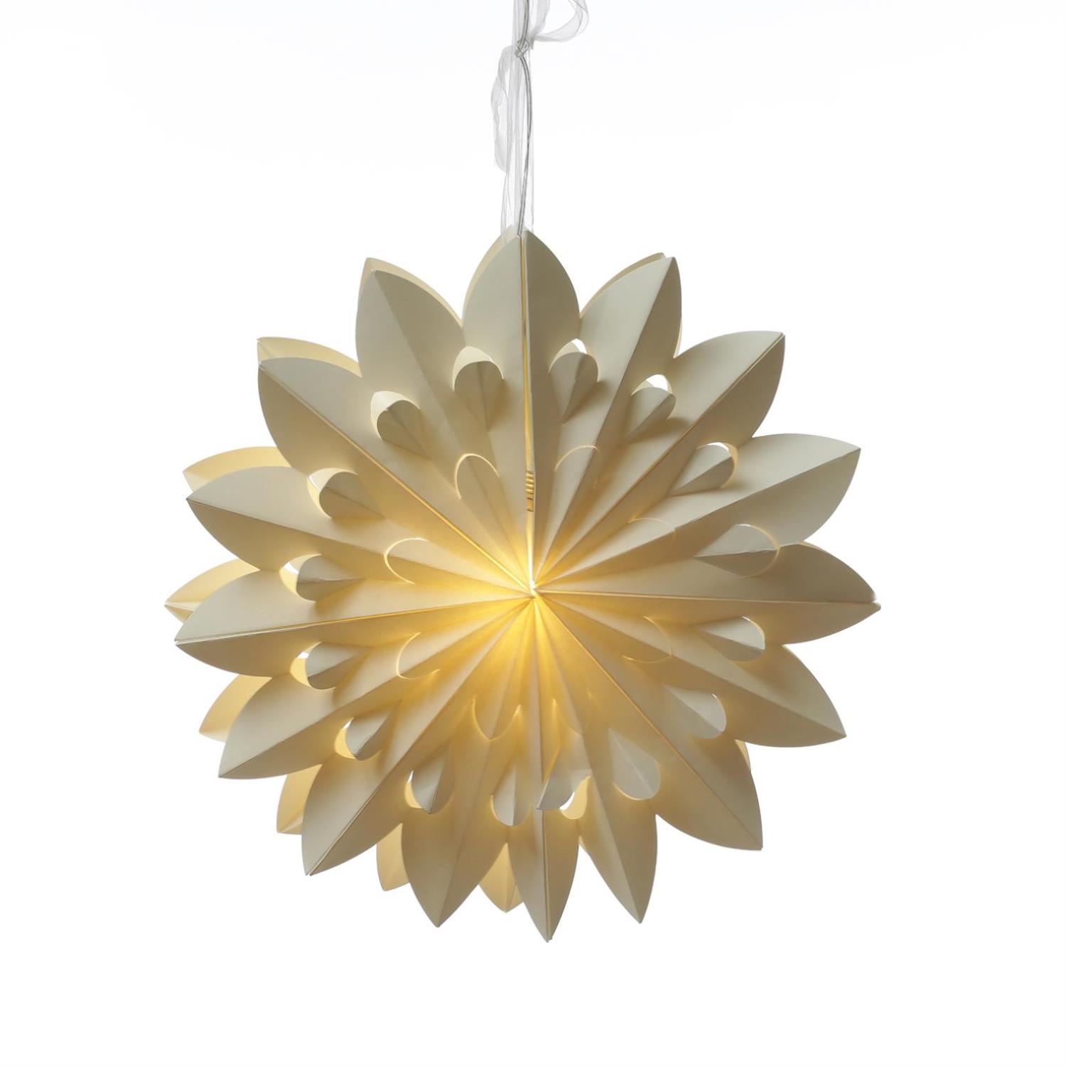 B-Ware LED Papierstern - Weihnachtsstern - hängend - 6 warmweiße LED - D: 40cm - Batterie - Timer - weiß