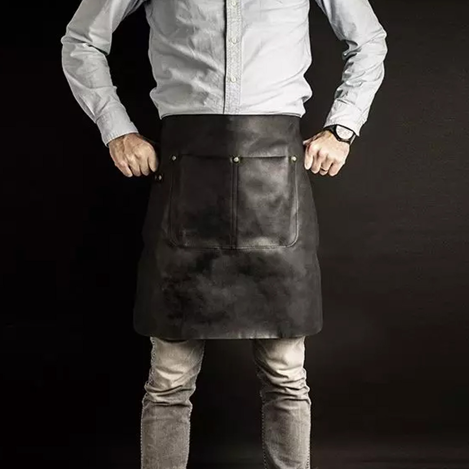 Halbschürze für Grill und Küche - Kellnerschürze - Universalgröße 60x50cm - schwarz